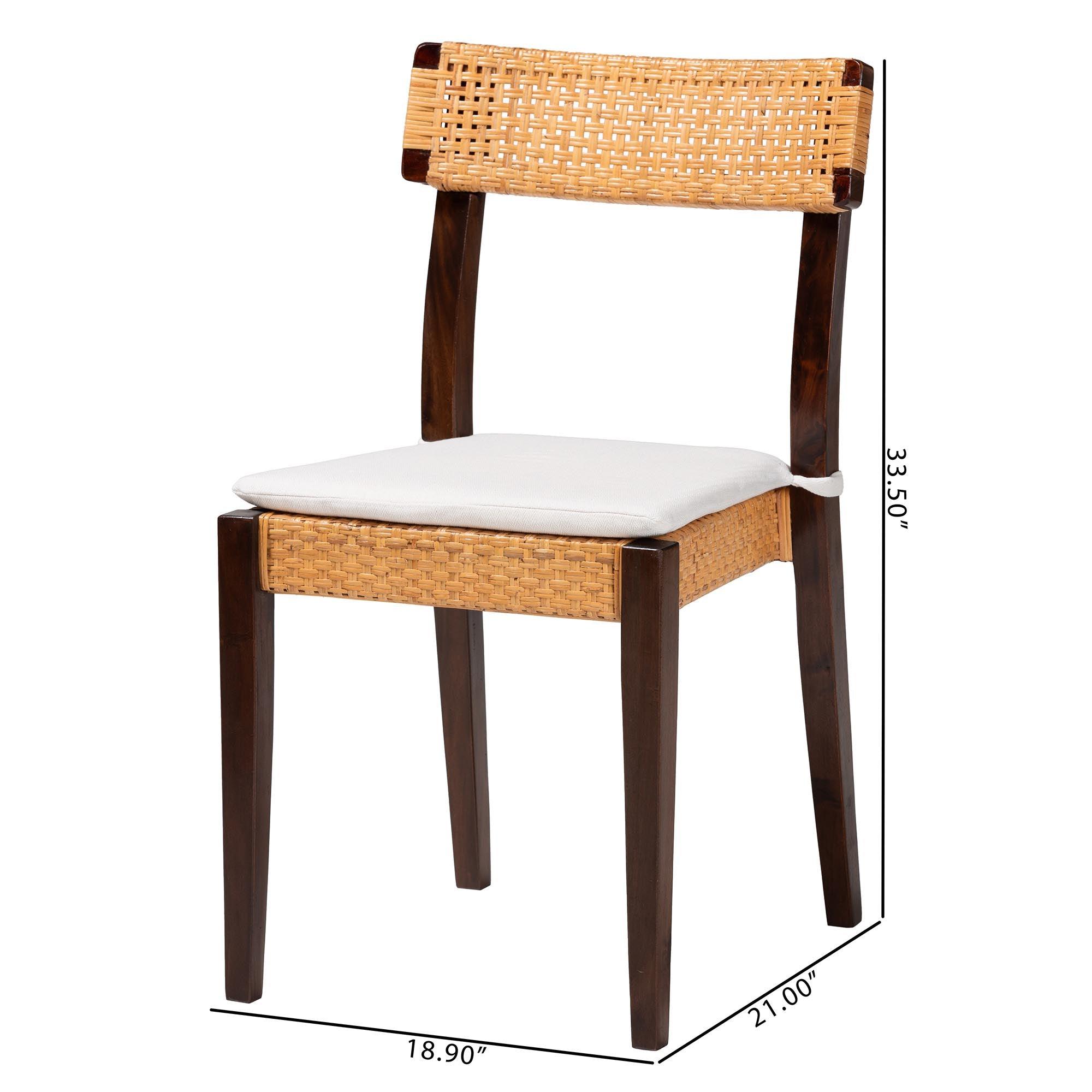 bali & pari Zaila Bohemian Light Honey Rattan and Wood Dining Chair