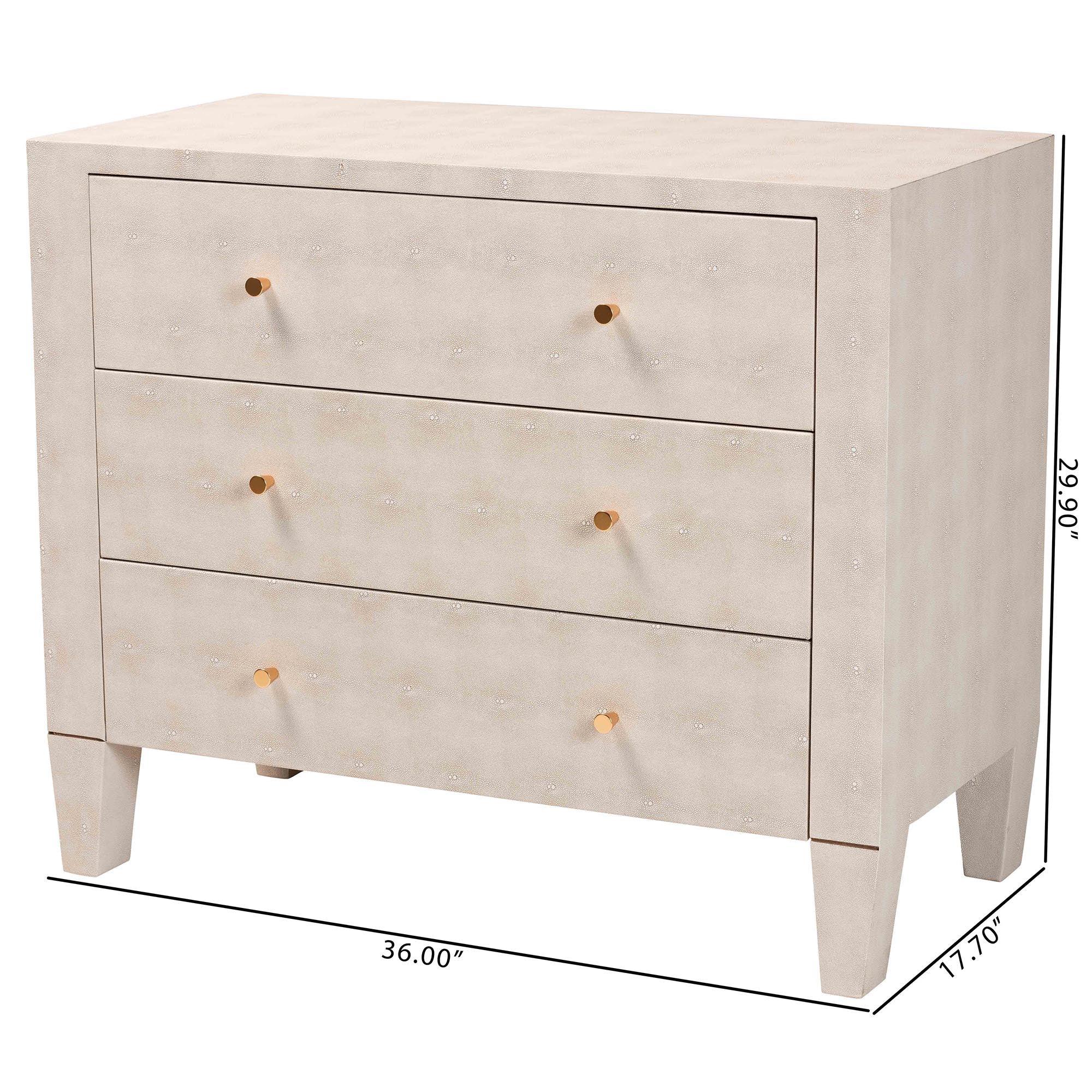 Leyna Modern Faux Shagreen 3-Drawer Storage Cabinet