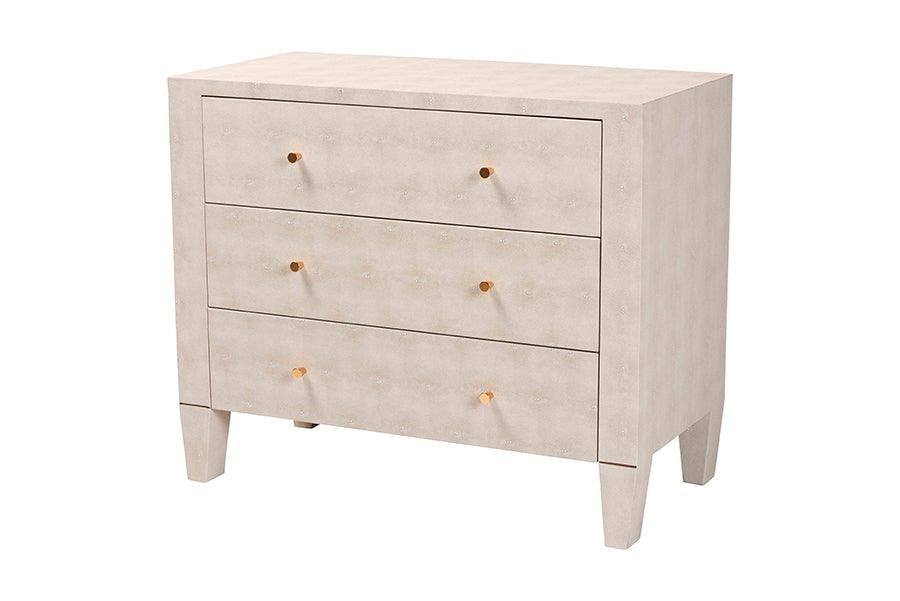 Leyna Modern Faux Shagreen 3-Drawer Storage Cabinet