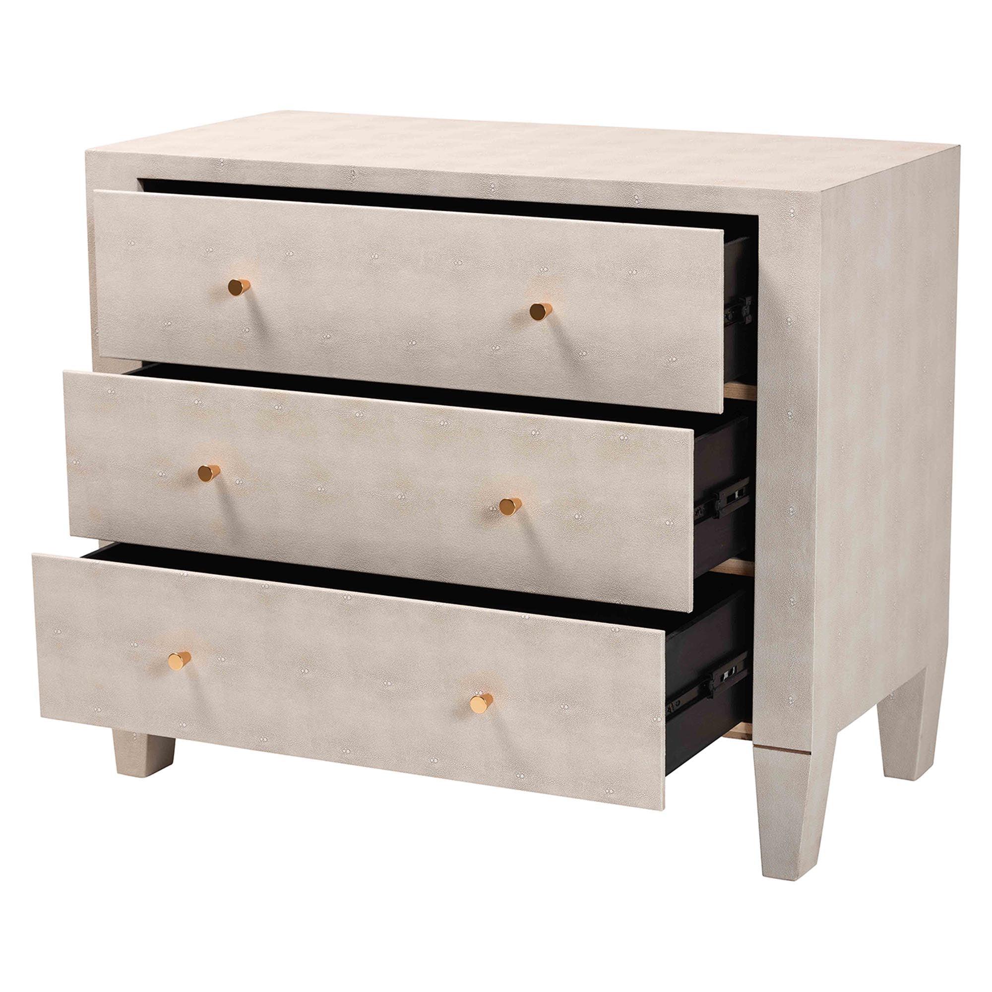 Leyna Modern Faux Shagreen 3-Drawer Storage Cabinet