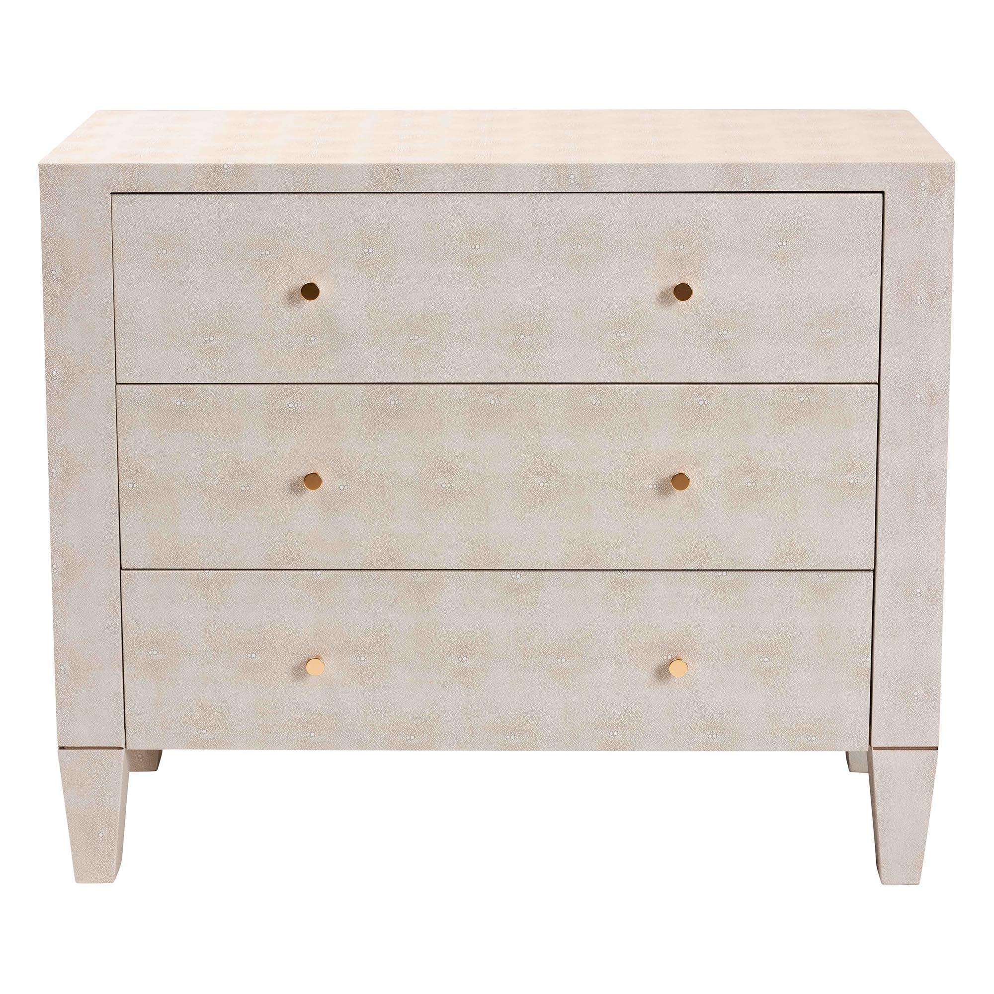 Leyna Modern Faux Shagreen 3-Drawer Storage Cabinet