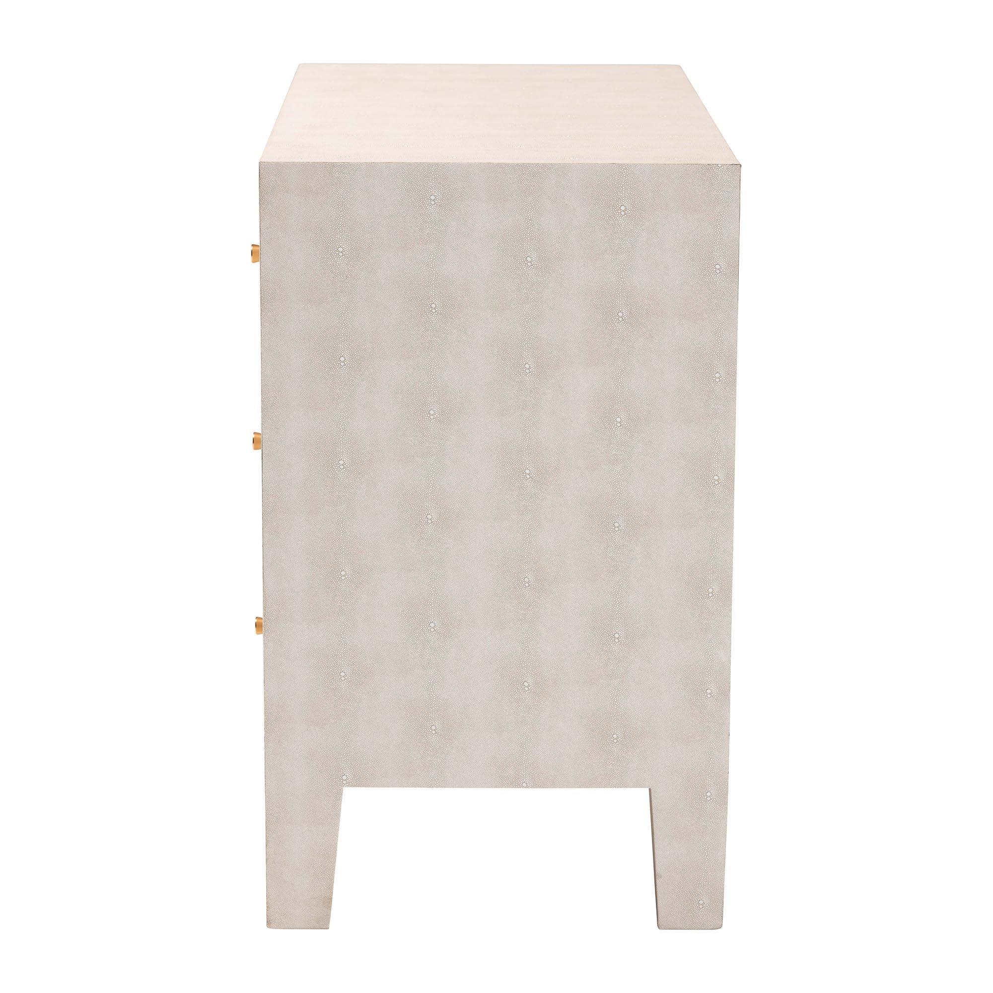 Leyna Modern Faux Shagreen 3-Drawer Storage Cabinet