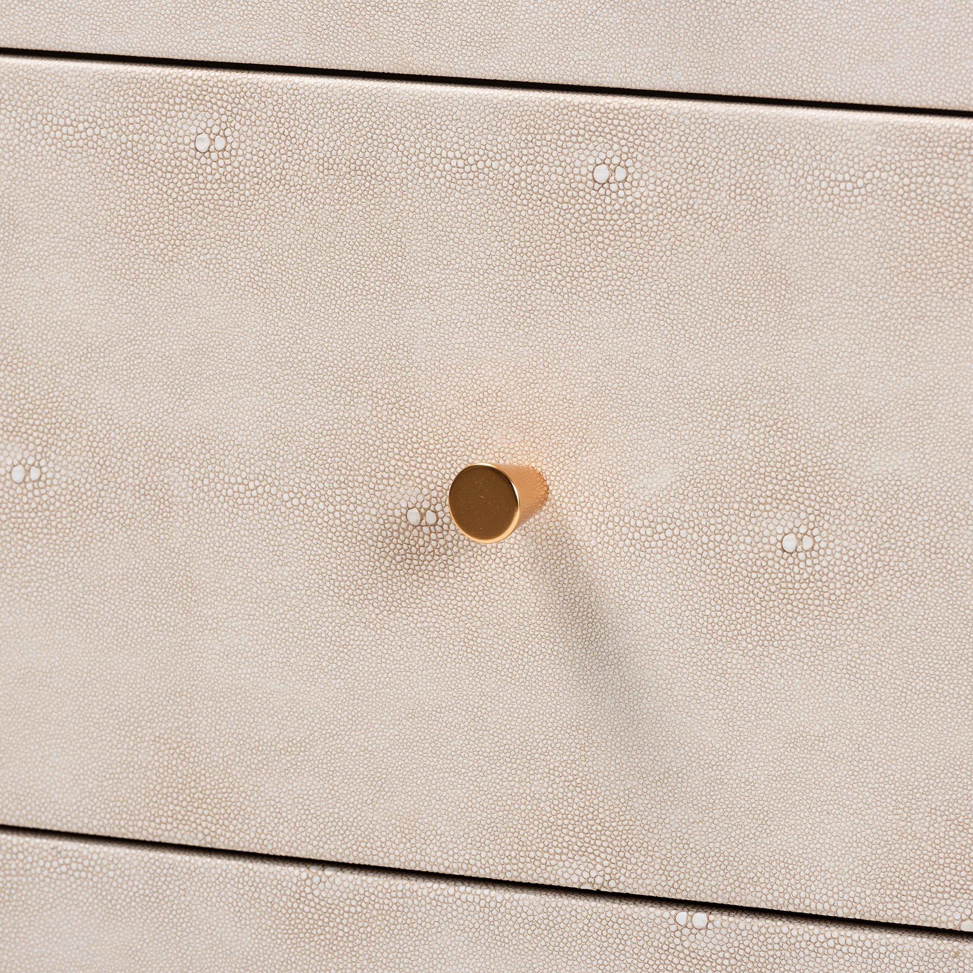 Leyna Modern Faux Shagreen 3-Drawer Storage Cabinet