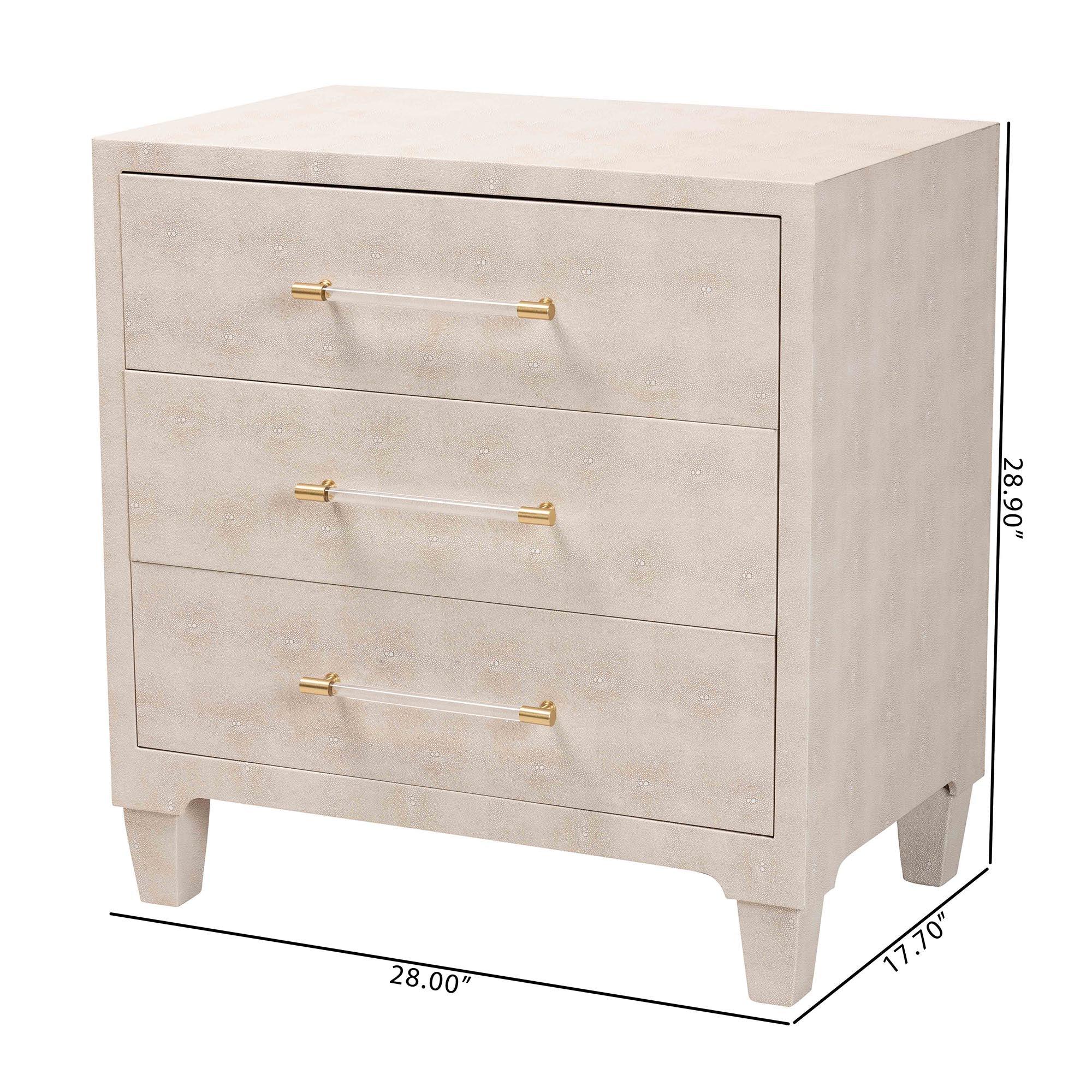 Nira Modern Faux Shagreen 3-Drawer Storage Cabinet