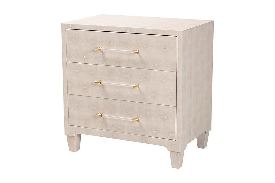 Nira Modern Faux Shagreen 3-Drawer Storage Cabinet