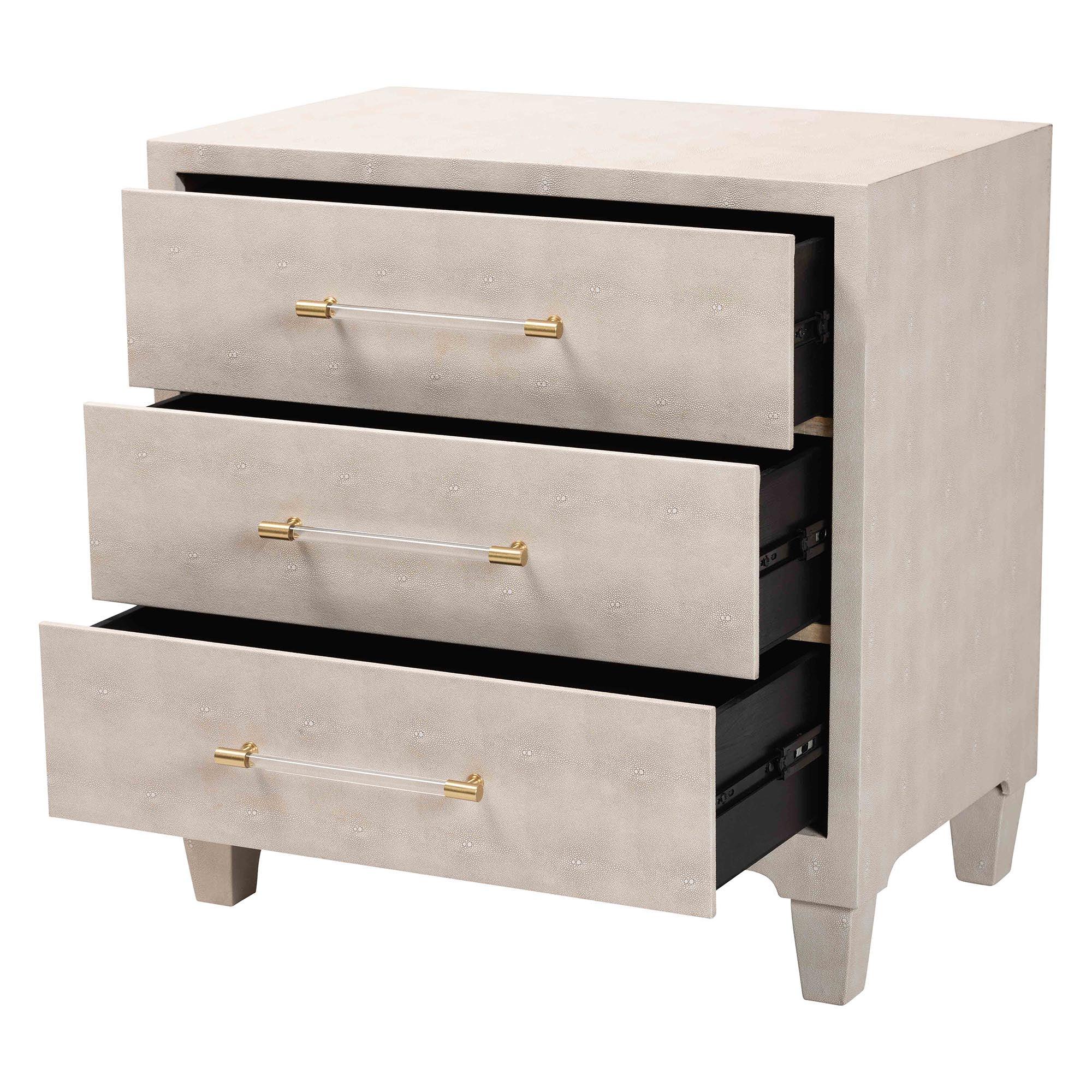 Nira Modern Faux Shagreen 3-Drawer Storage Cabinet