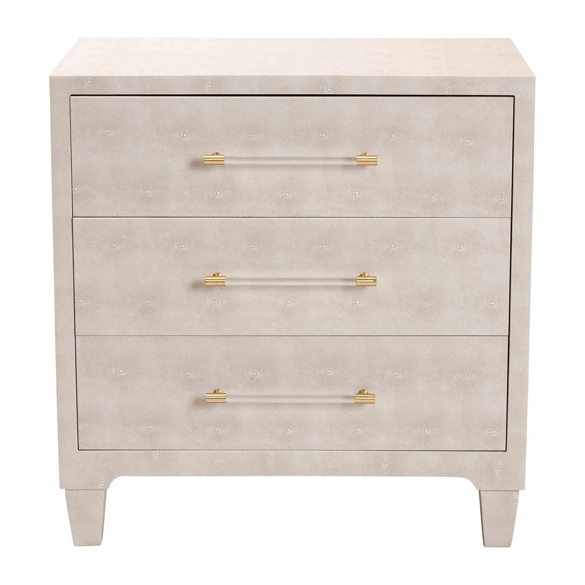 Nira Modern Faux Shagreen 3-Drawer Storage Cabinet