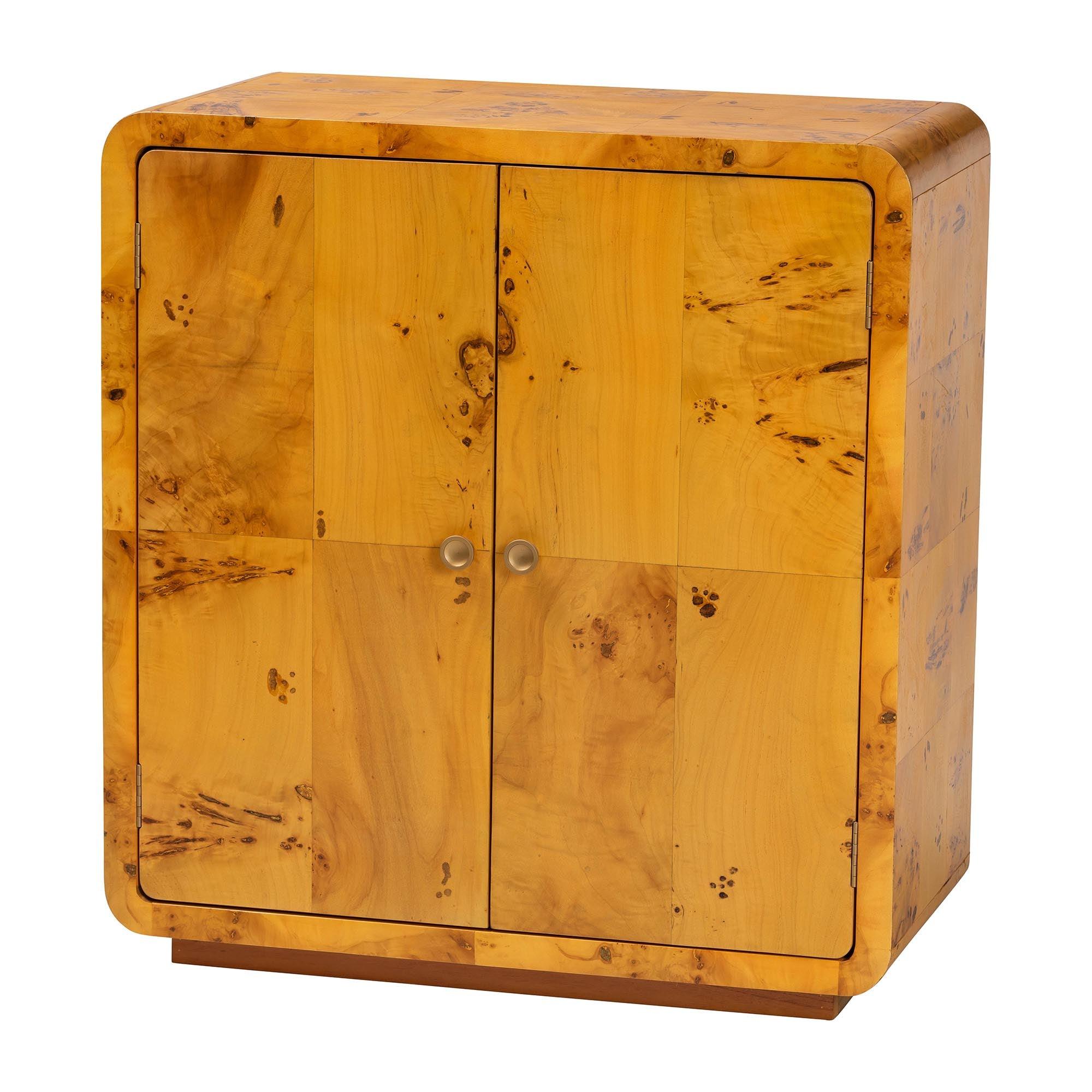 bali & pari Netra Modern and Contemporary Real Burl Wood Storage Cabinet