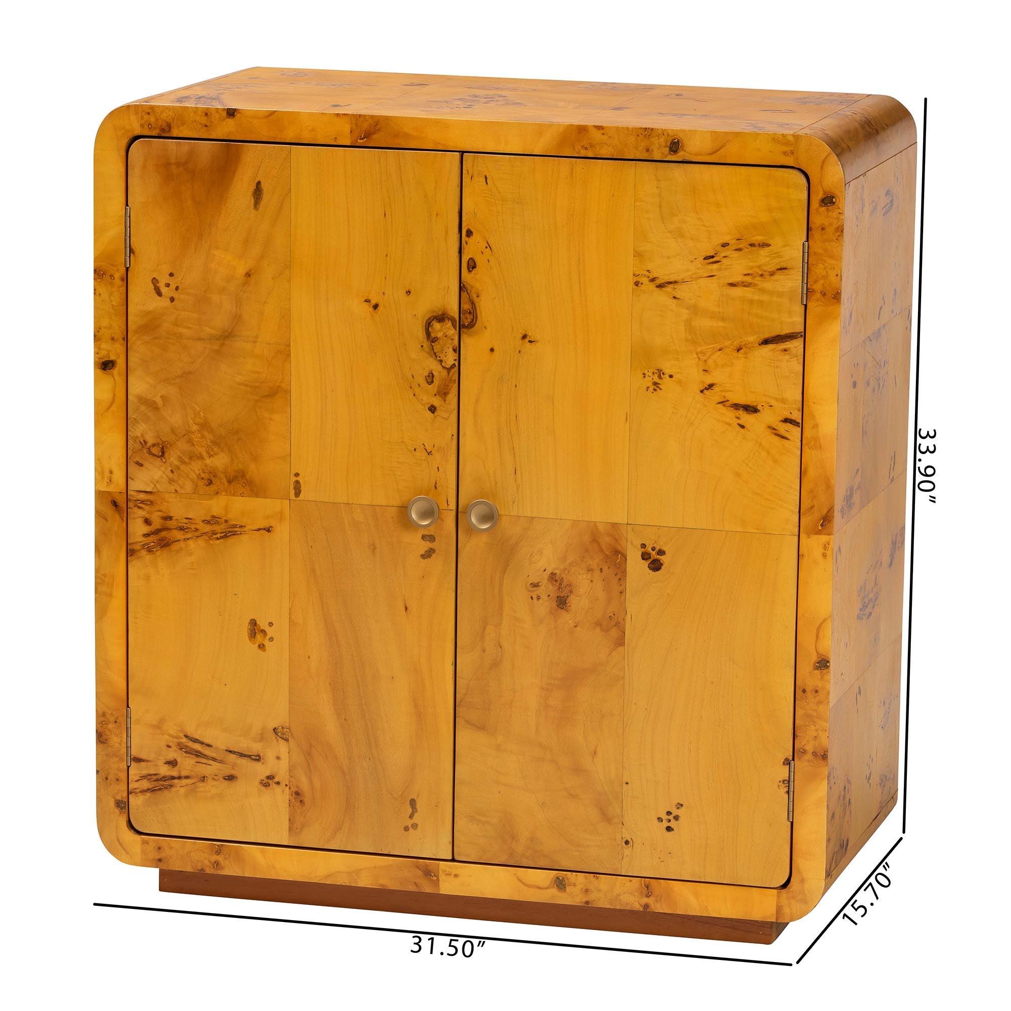 bali & pari Netra Modern and Contemporary Real Burl Wood Storage Cabinet