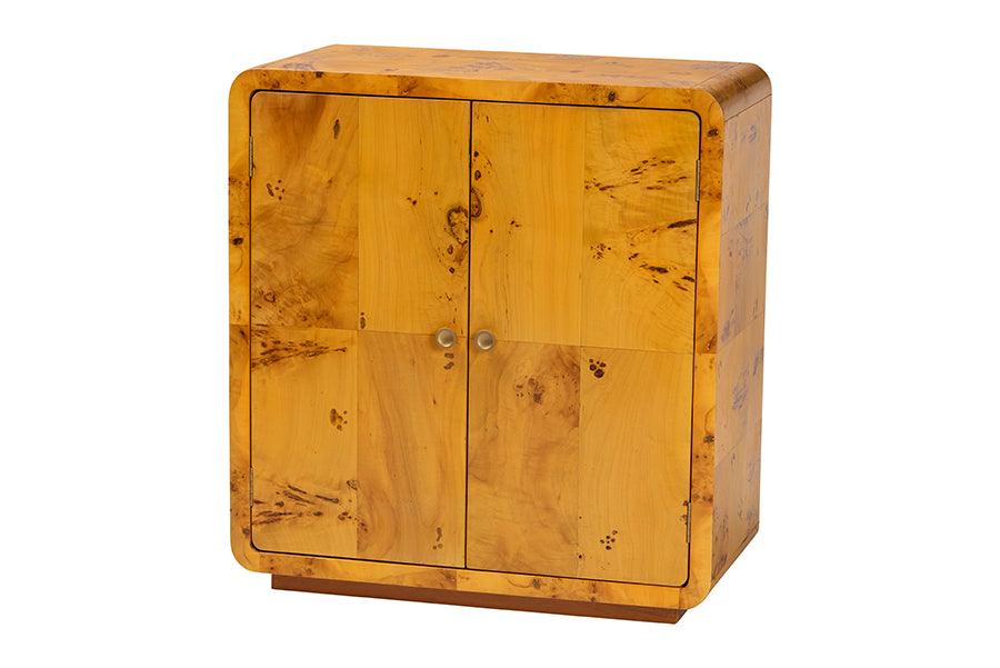bali & pari Netra Modern and Contemporary Real Burl Wood Storage Cabinet