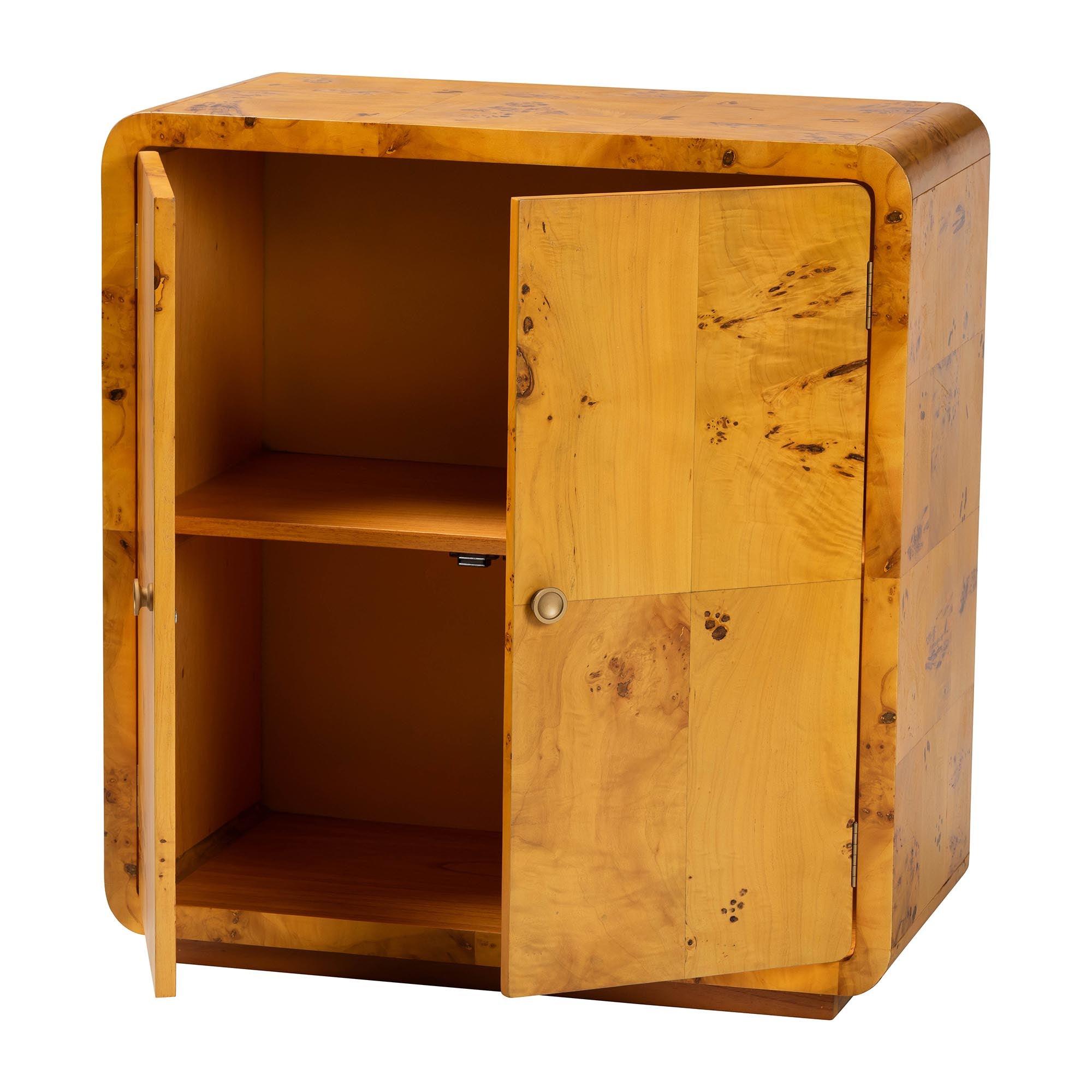 bali & pari Netra Modern and Contemporary Real Burl Wood Storage Cabinet
