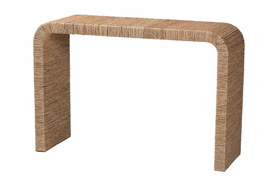 bali & pari Eviana Japandi Seagrass Waterfall Console Table