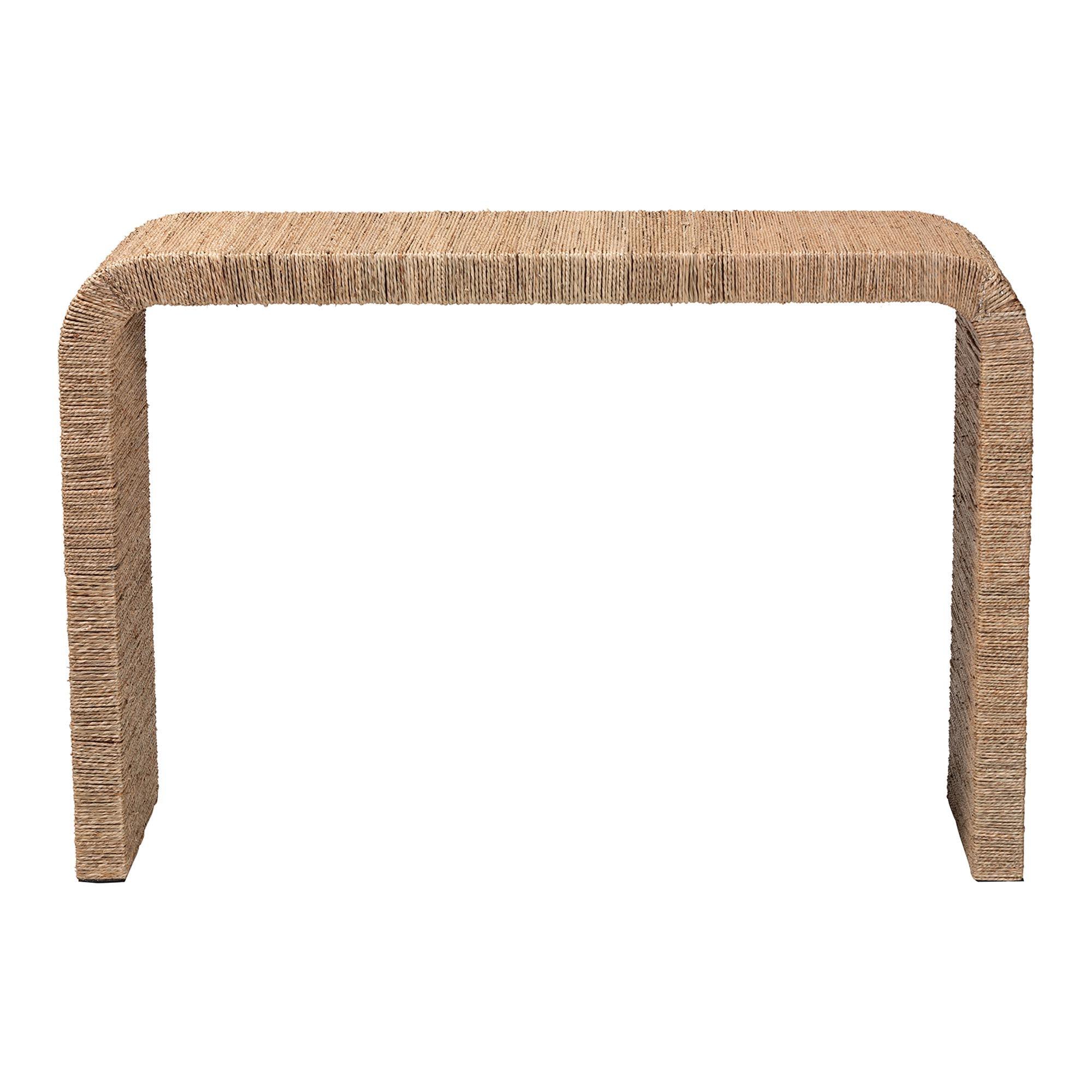 bali & pari Eviana Japandi Seagrass Waterfall Console Table