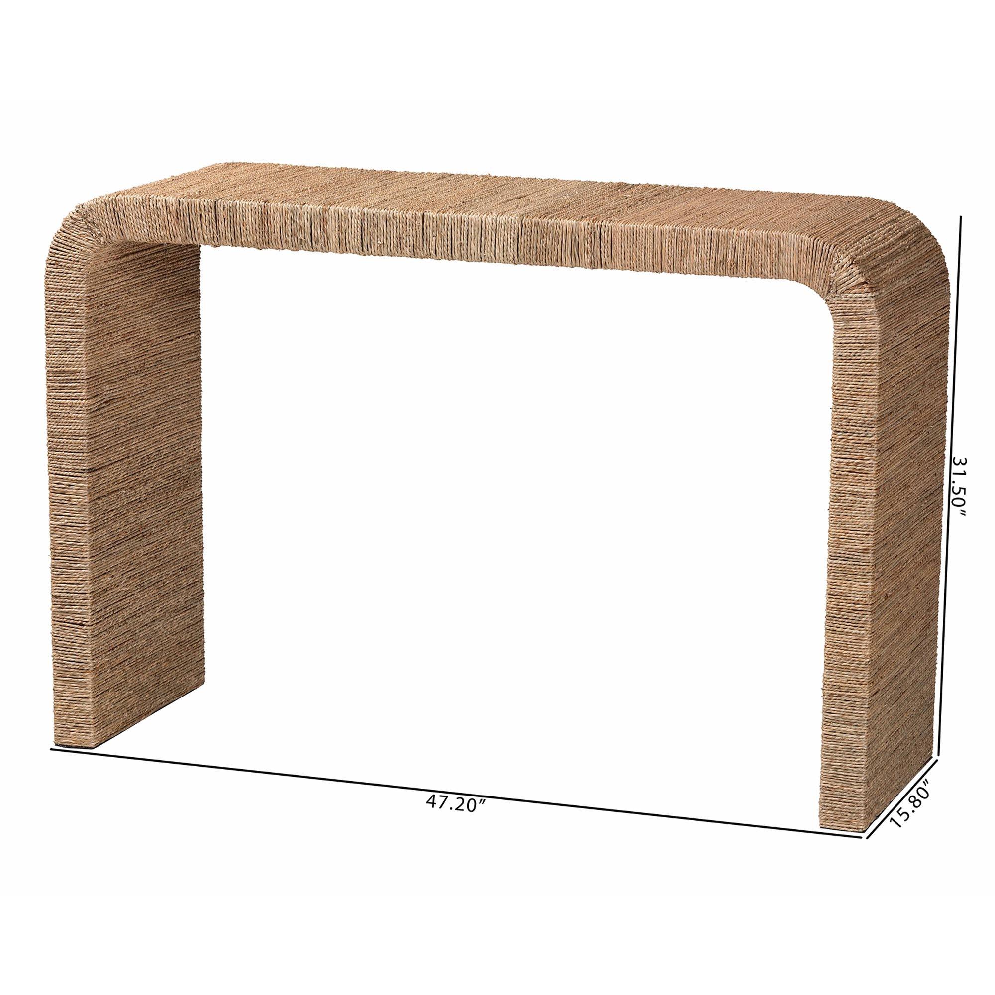 bali & pari Eviana Japandi Seagrass Waterfall Console Table