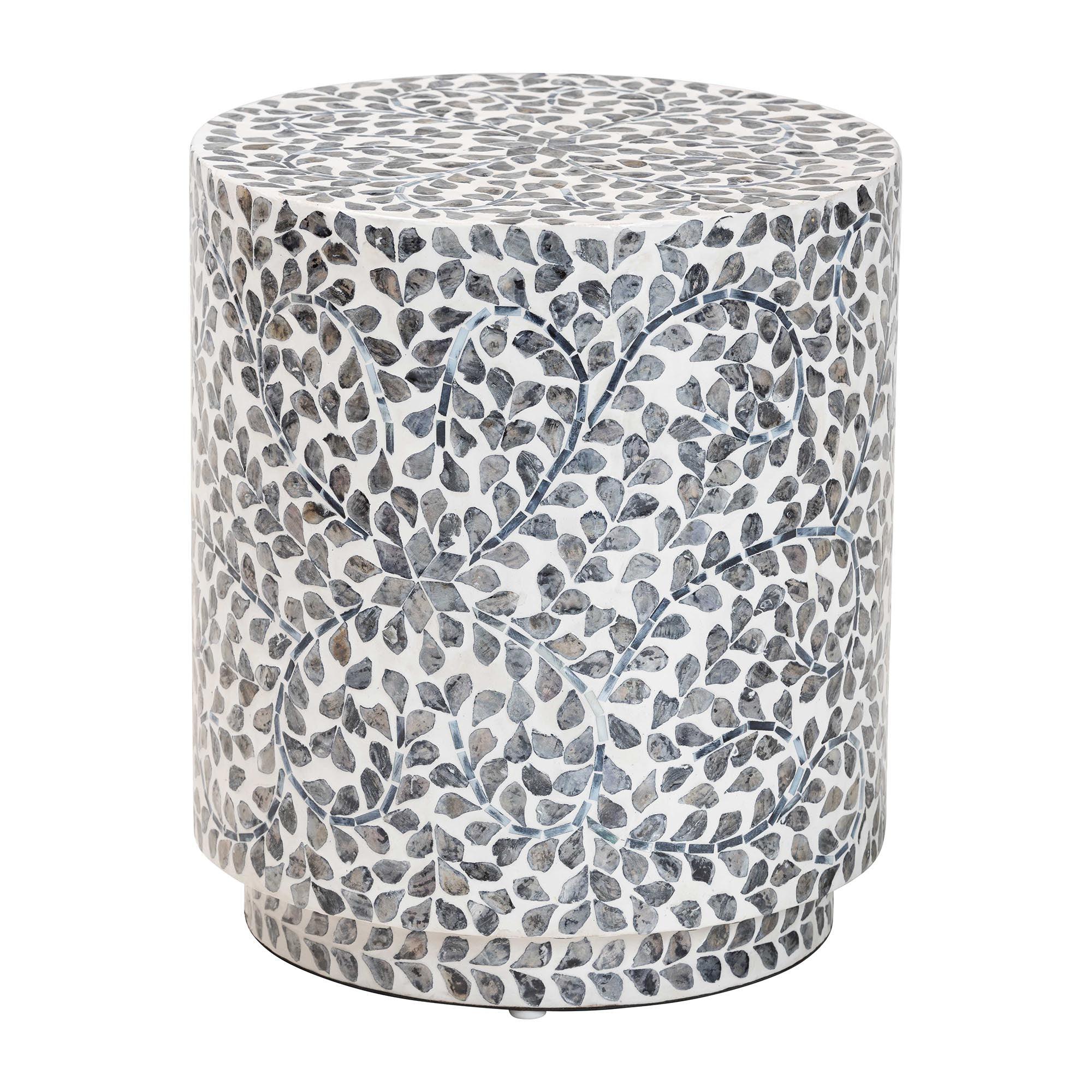 Bali & Pari Marilla Coastal and Mother of Pearl Capiz Shell Ottoman