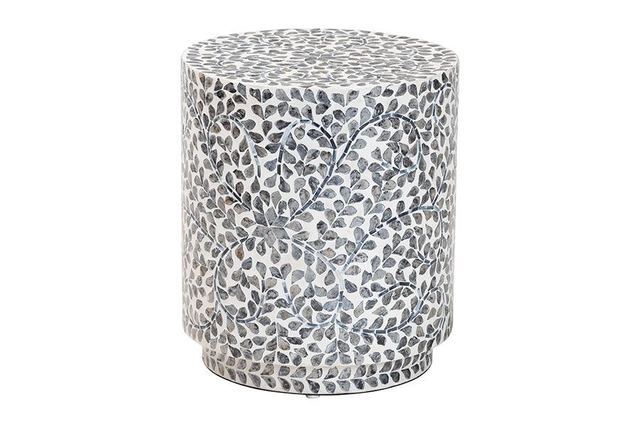 Bali & Pari Marilla Coastal and Mother of Pearl Capiz Shell Ottoman
