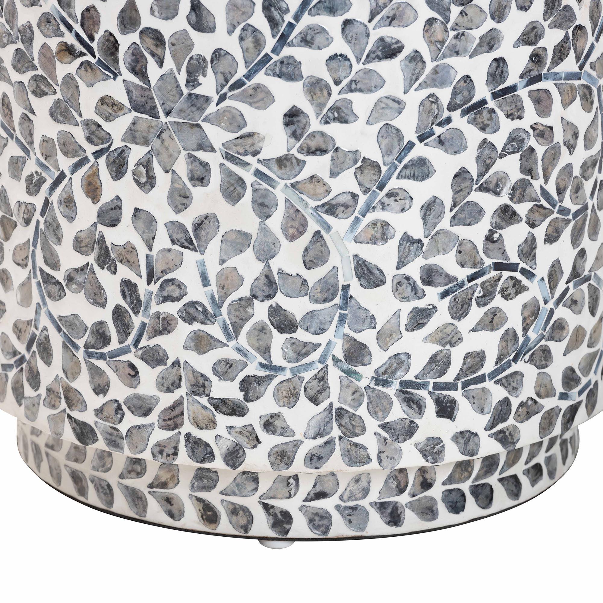 Bali & Pari Marilla Coastal and Mother of Pearl Capiz Shell Ottoman