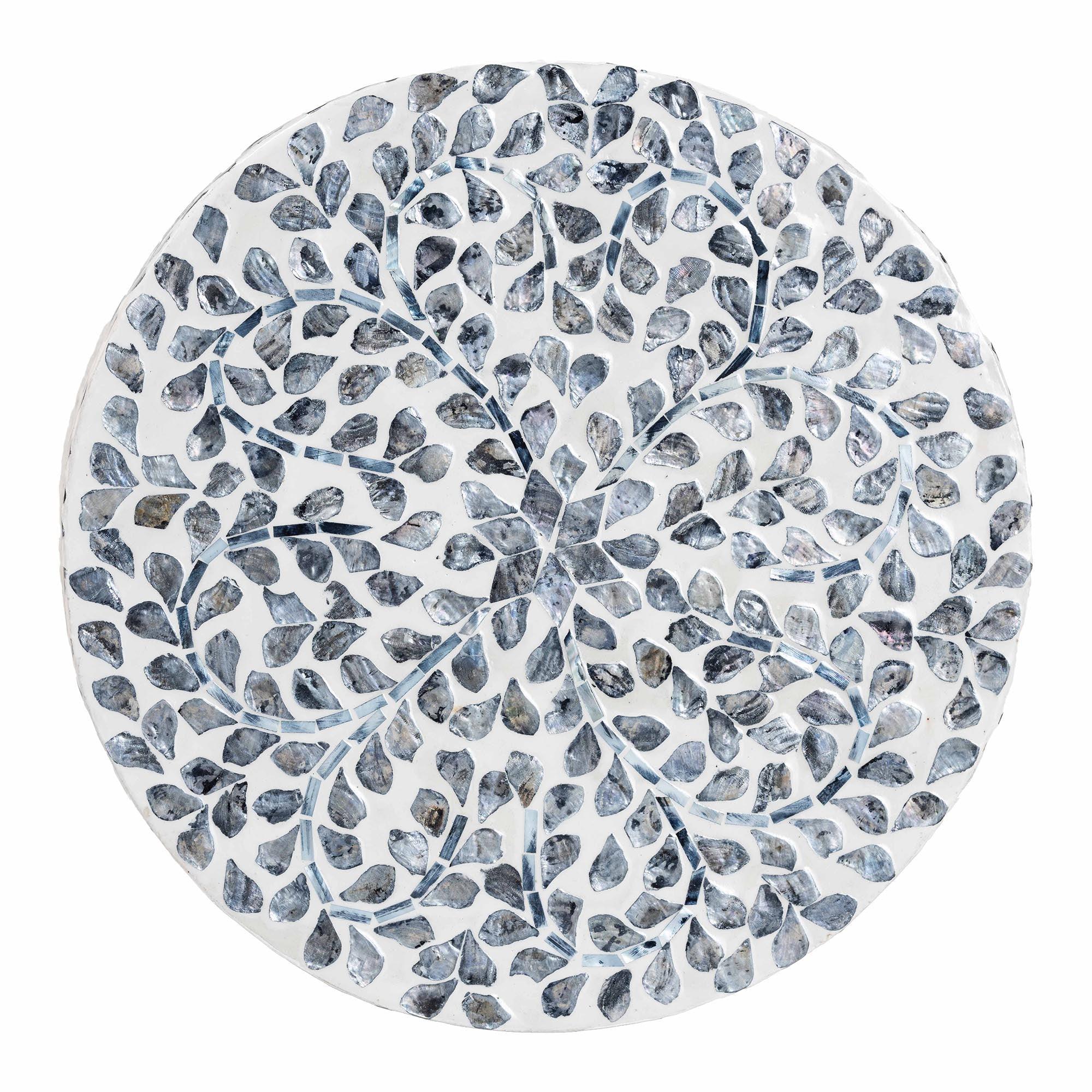 Bali & Pari Marilla Coastal and Mother of Pearl Capiz Shell Ottoman