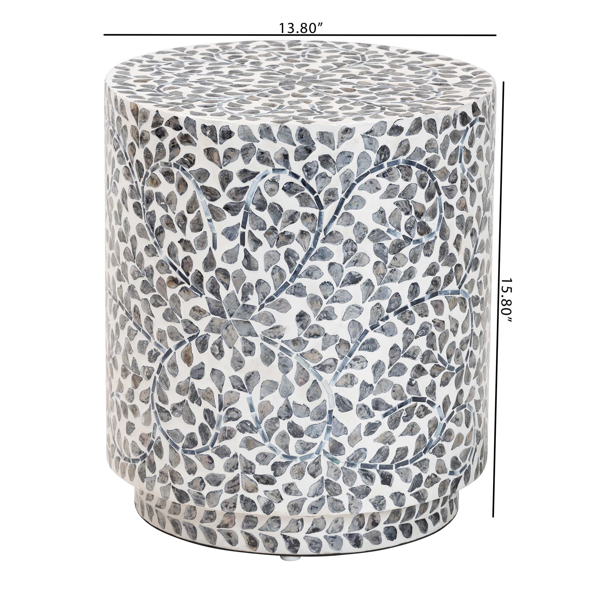 Bali & Pari Marilla Coastal and Mother of Pearl Capiz Shell Ottoman