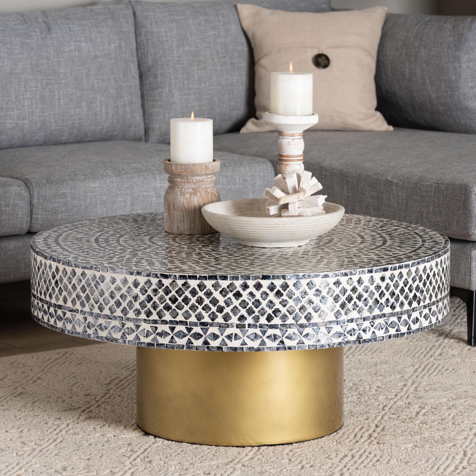 Bali & Pari Idra Coastal and Mother of Pearl Capiz Shell Coffee Table