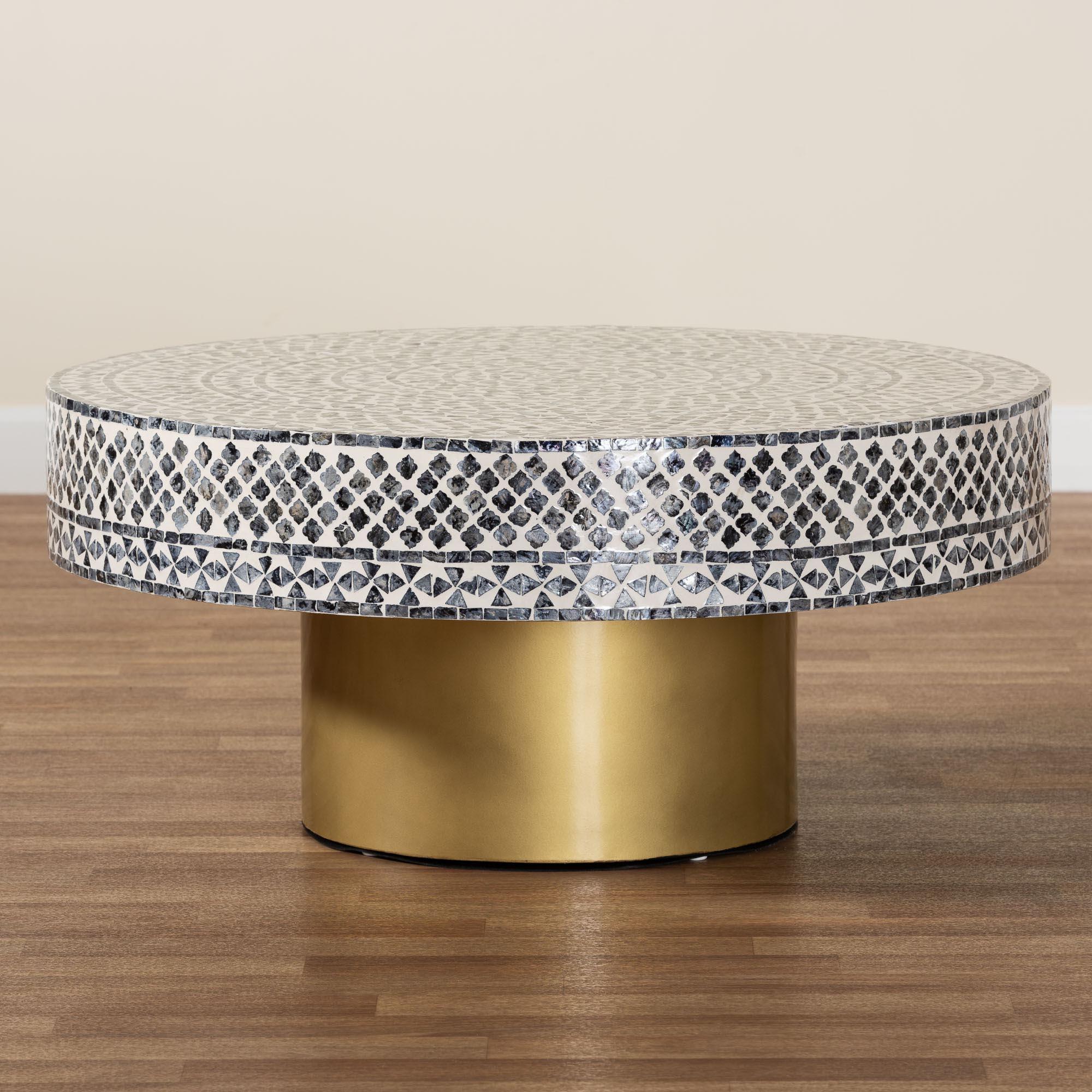 Bali & Pari Idra Coastal and Mother of Pearl Capiz Shell Coffee Table