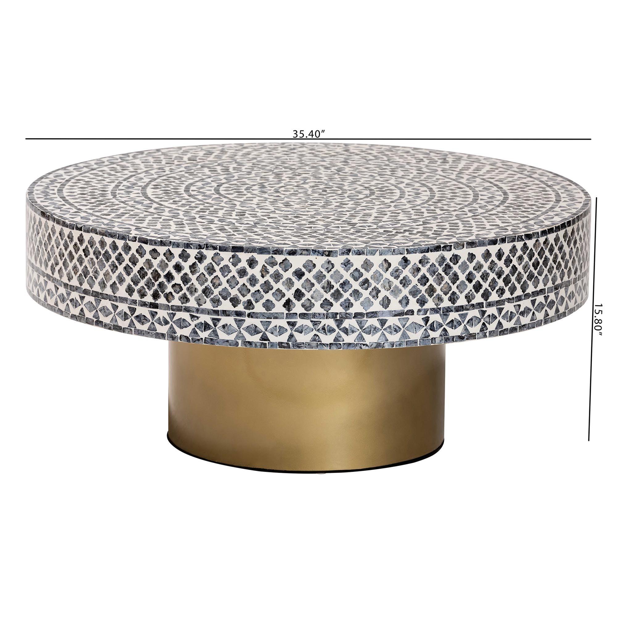 Bali & Pari Idra Coastal and Mother of Pearl Capiz Shell Coffee Table