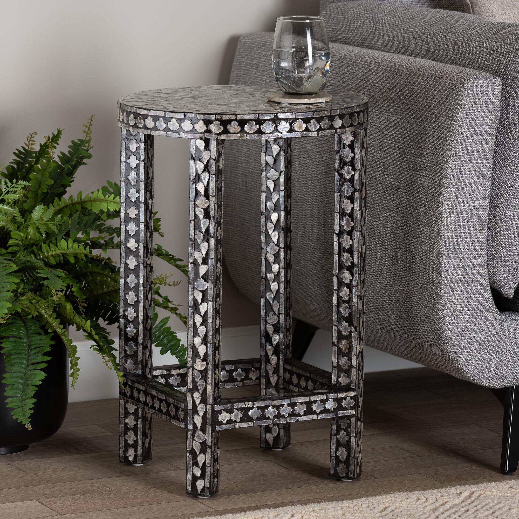 bali & pari Elara Coastal and Mother of Pearl Capiz Shell End Table