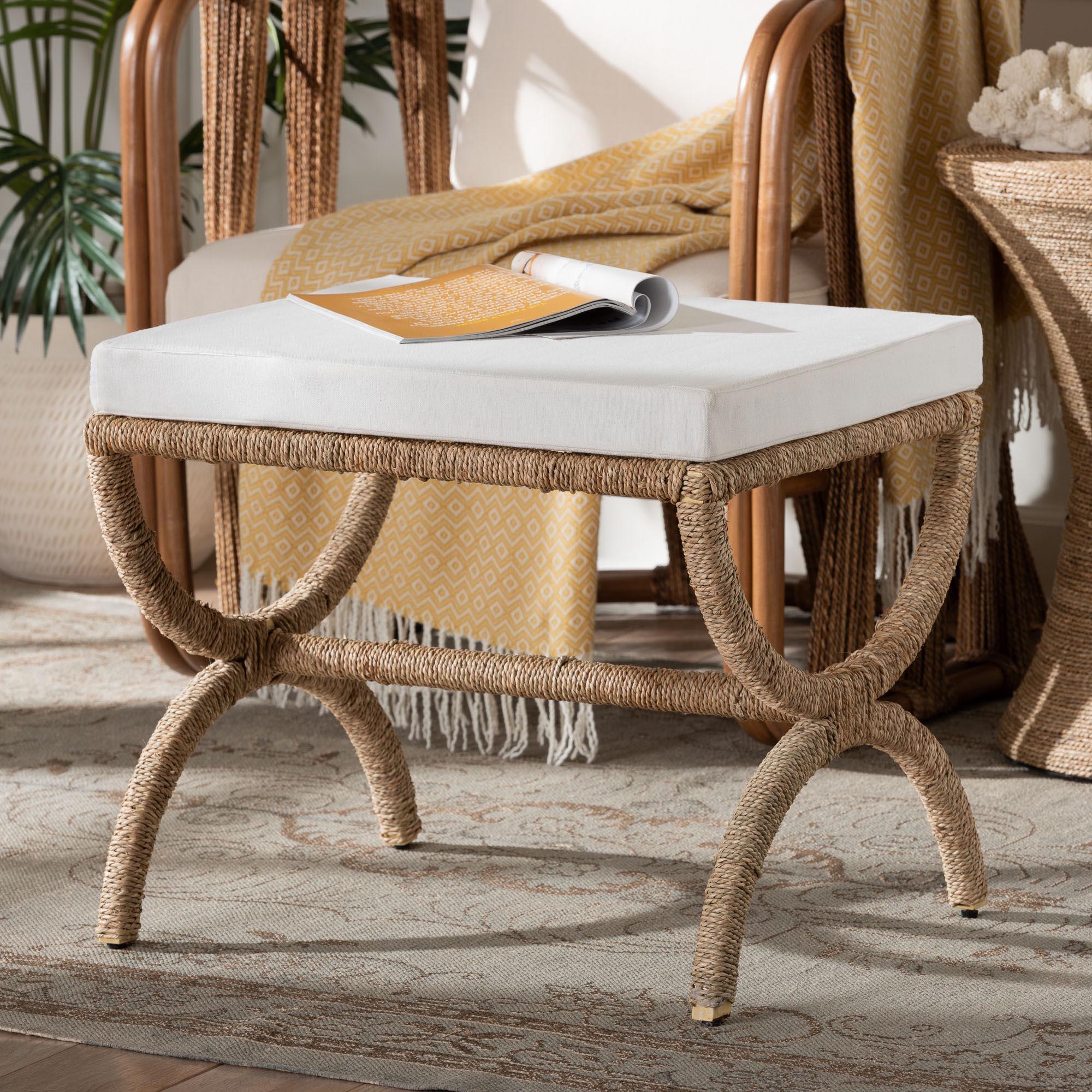 bali & pari Maliyah Japandi Seagrass Ottoman
