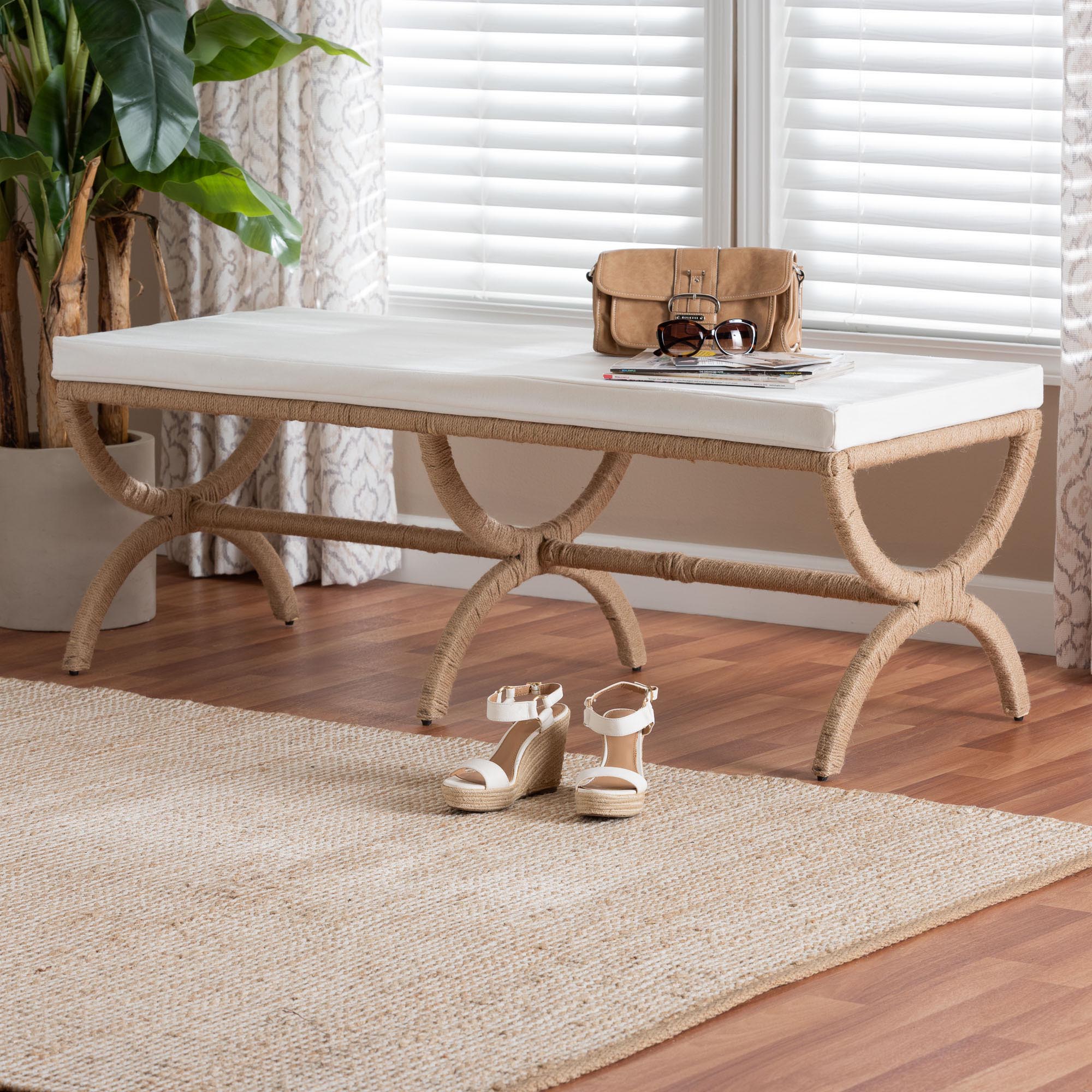 Bali & Pari Maliyah Japandi Jute Accent Bench