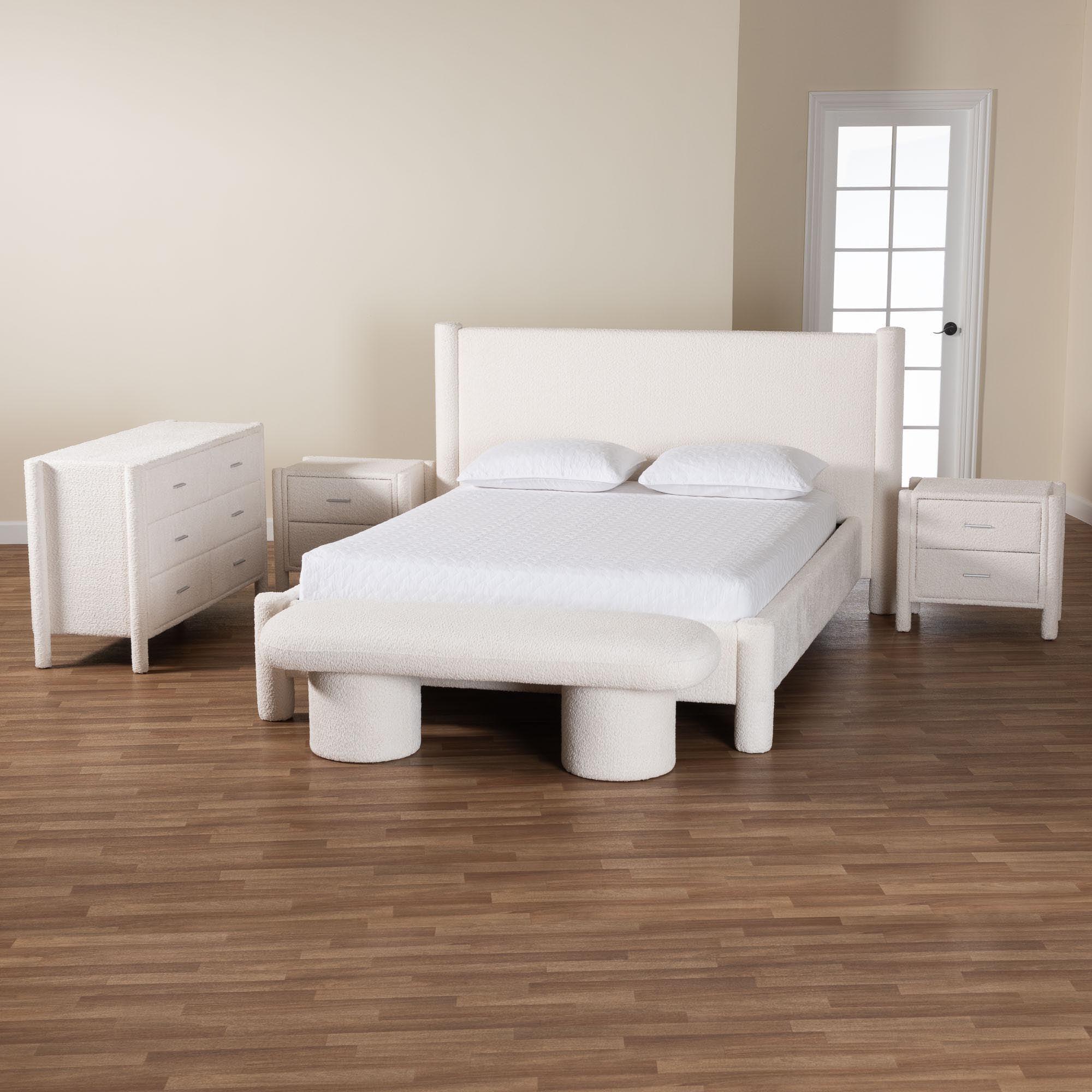 Laria Modern Teddy-Bear Fabric 5-Piece Bedroom Set