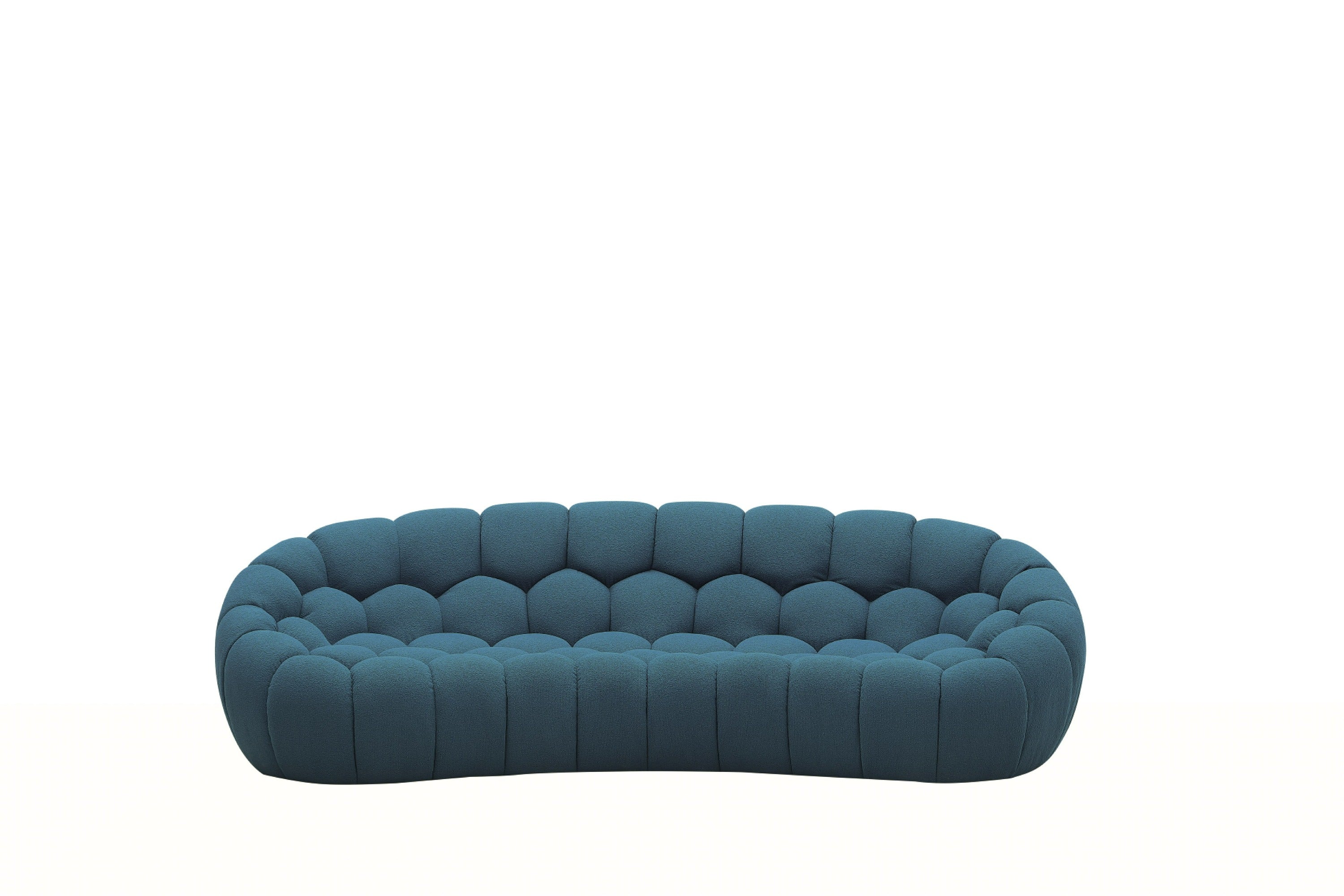 Divani Casa Yolonda - Modern Curved Teal Fabric Sofa-Sofa-VIG-Wall2Wall Furnishings