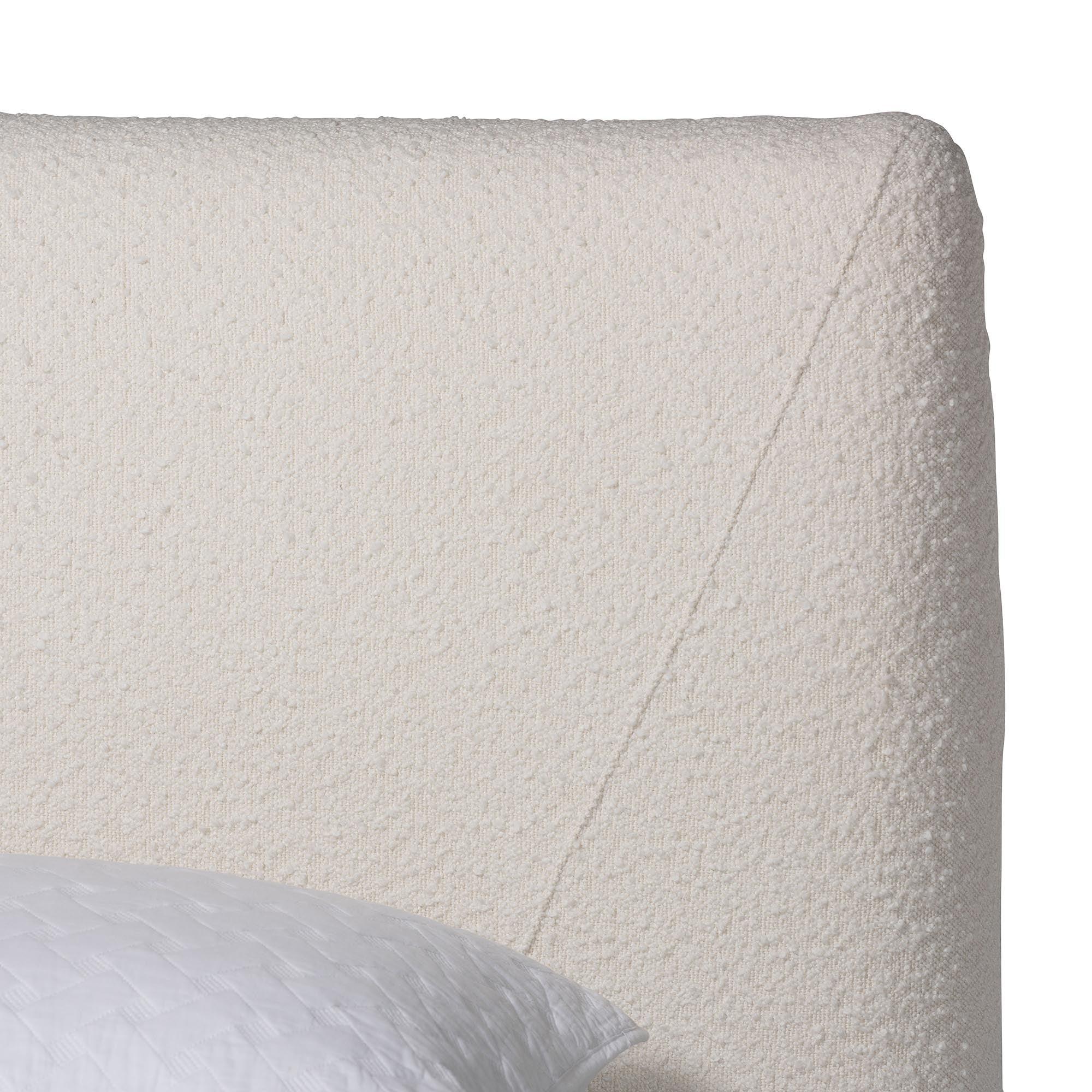 Vinicio Mid-Century Modern Cream Boucle Platform Bed