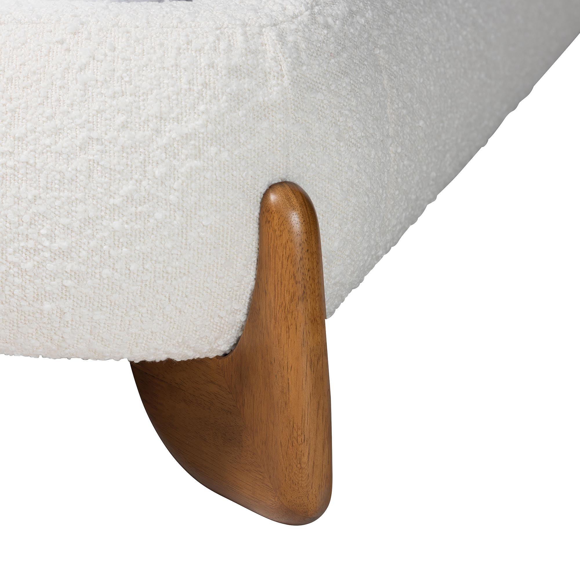 Vinicio Mid-Century Modern Cream Boucle Platform Bed