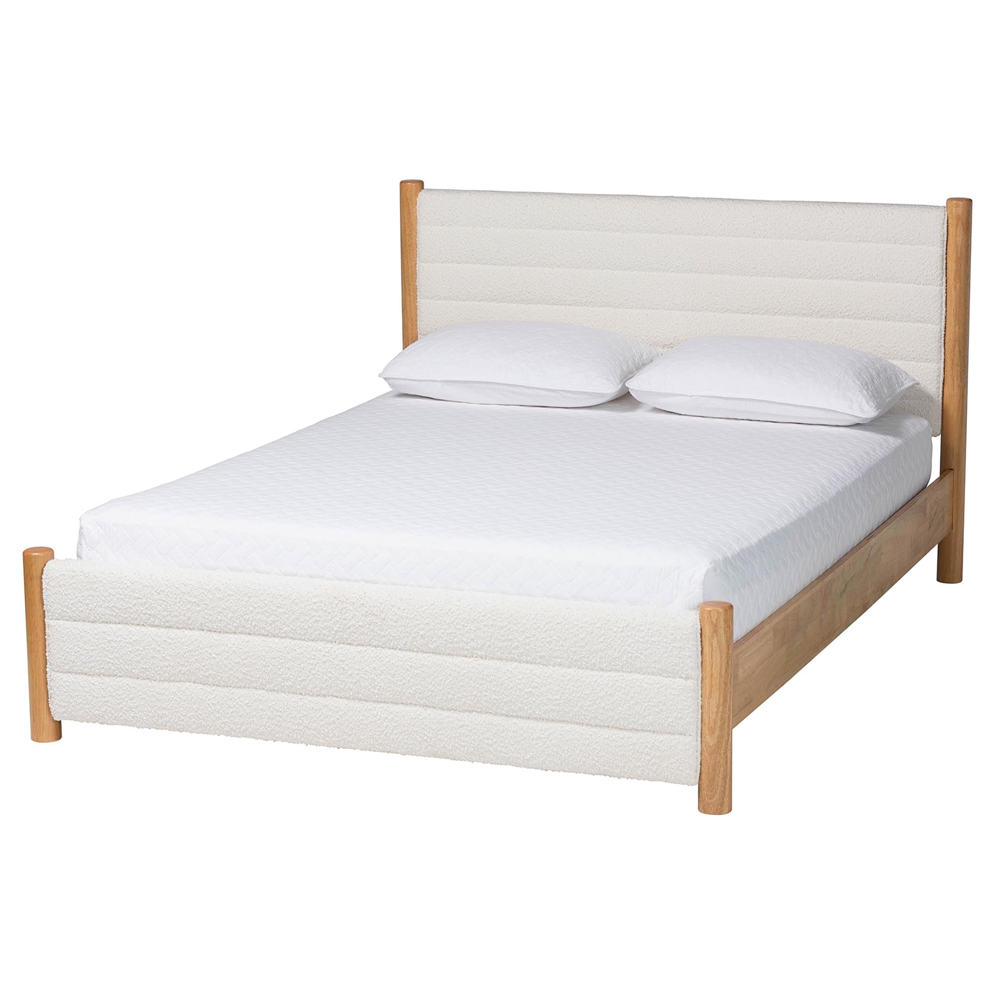 Eilert Modern Cream Boucle and Wood Bed