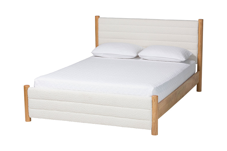 Eilert Modern Cream Boucle and Wood Bed