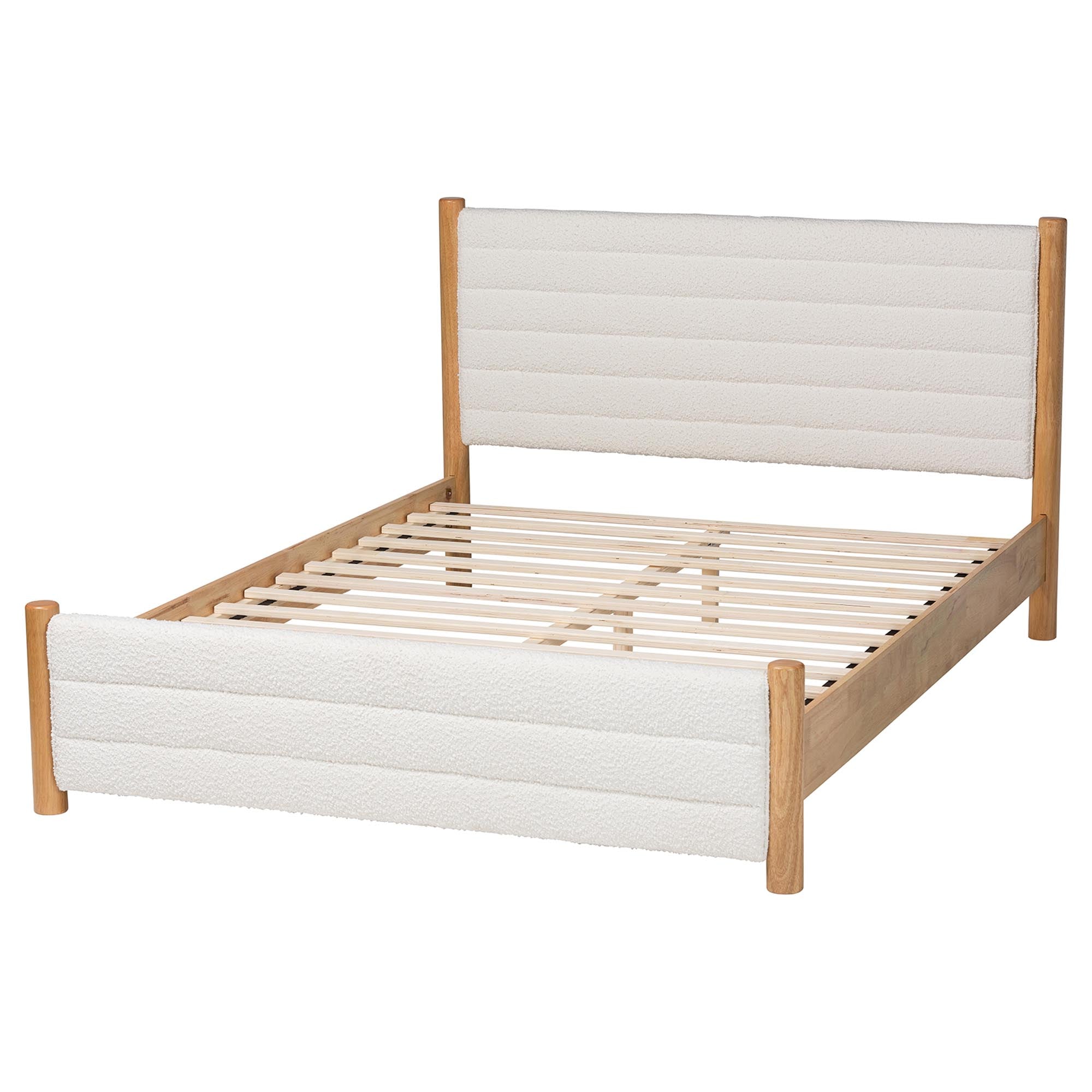 Eilert Modern Cream Boucle and Wood Bed