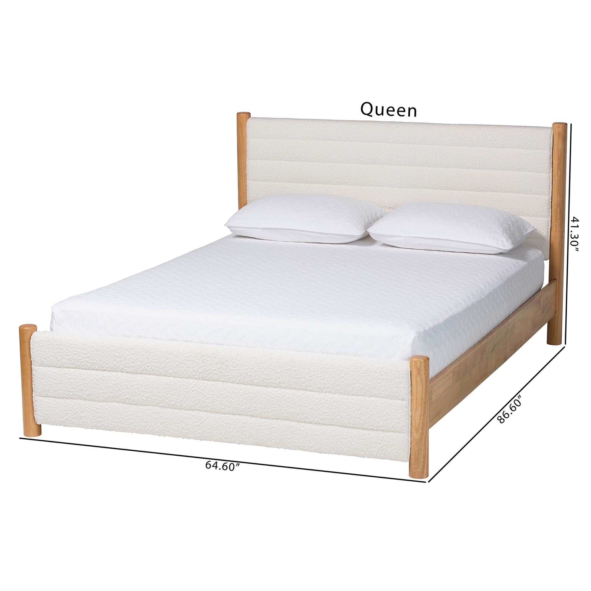 Eilert Modern Cream Boucle and Wood Bed