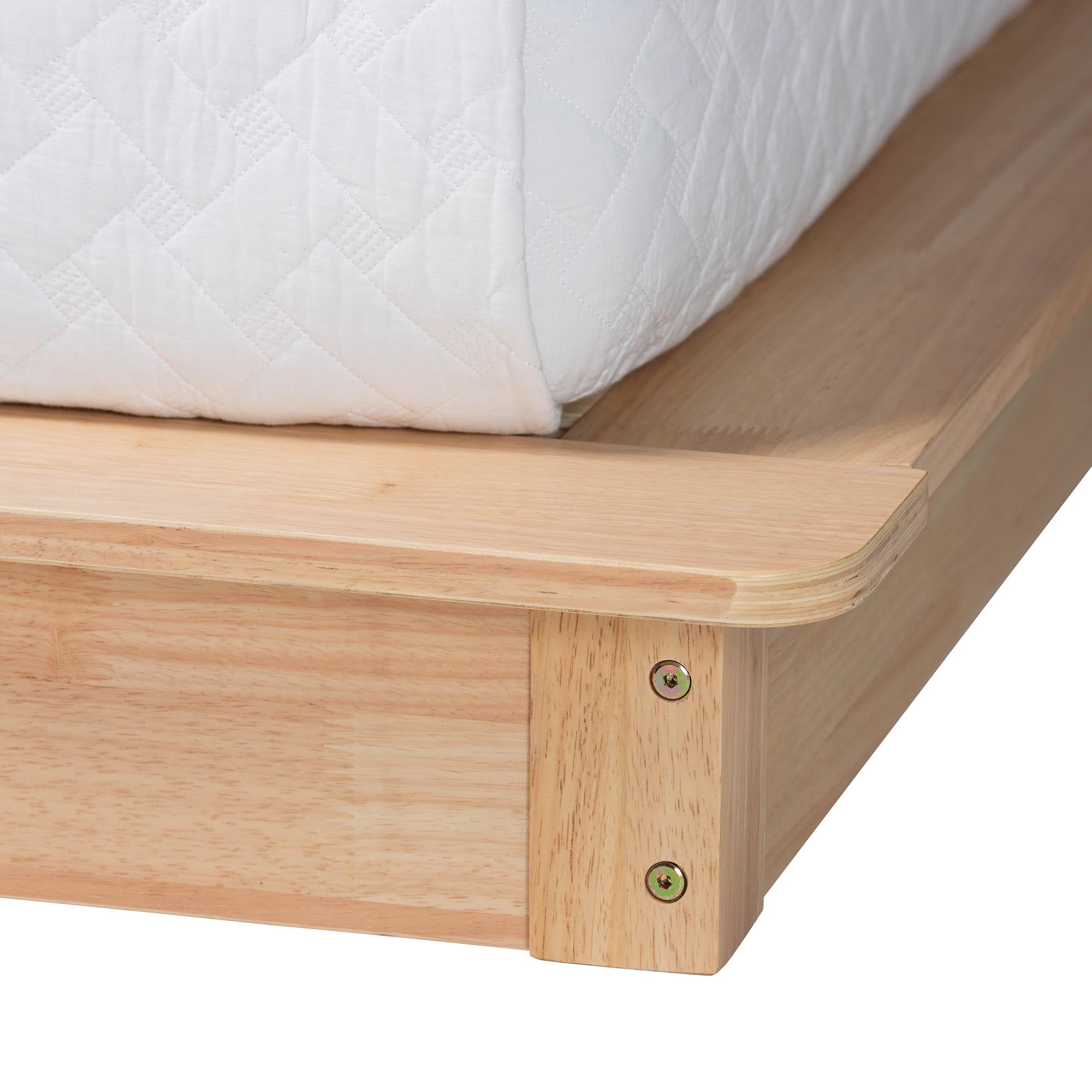 Glennis Japandi Wood Platform Bed with Woven Rattan