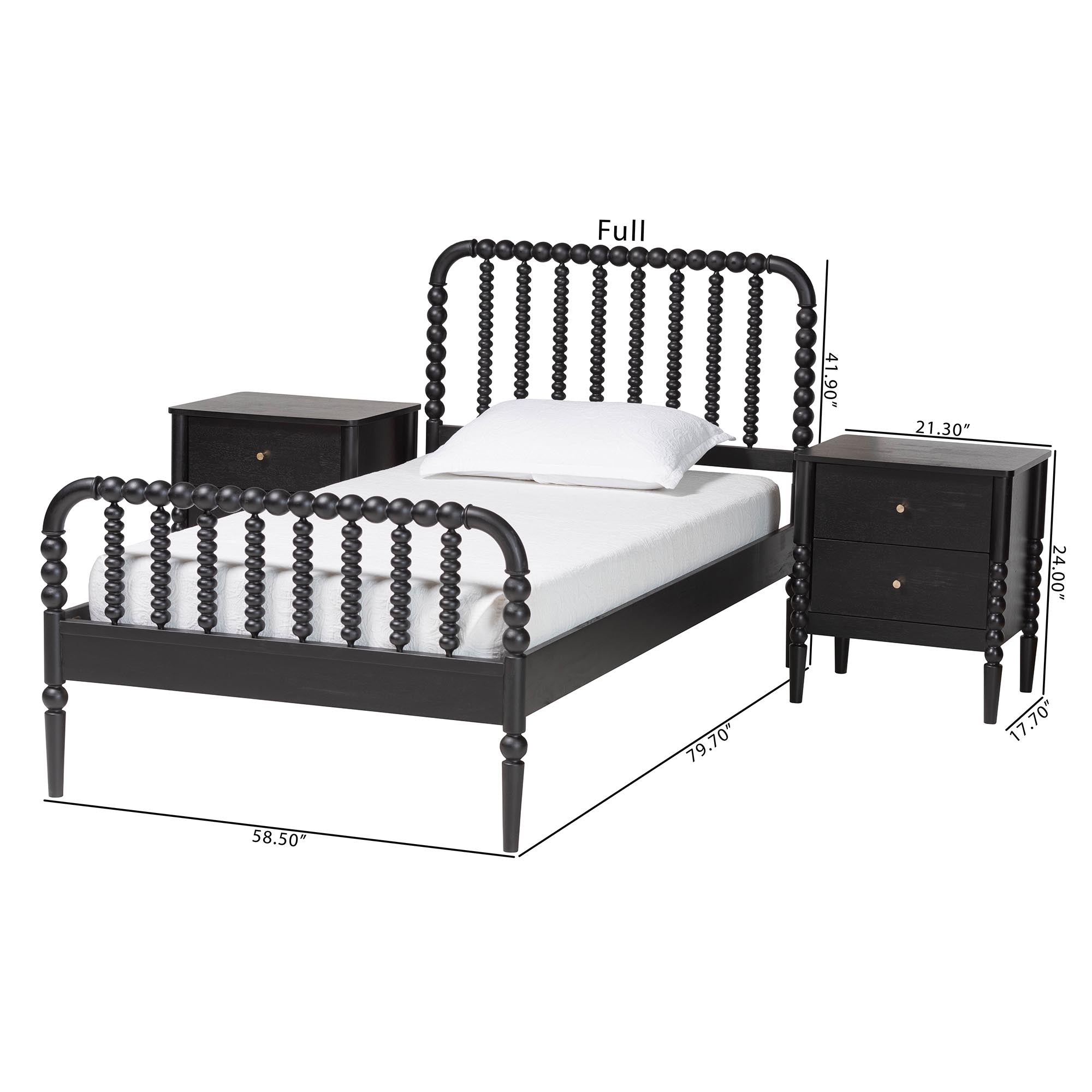 Lucera Mid-Century 3-Piece Bobbin Bedroom Set