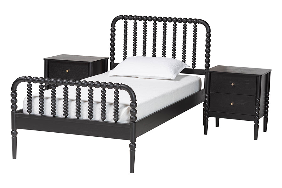 Lucera Mid-Century 3-Piece Bobbin Bedroom Set