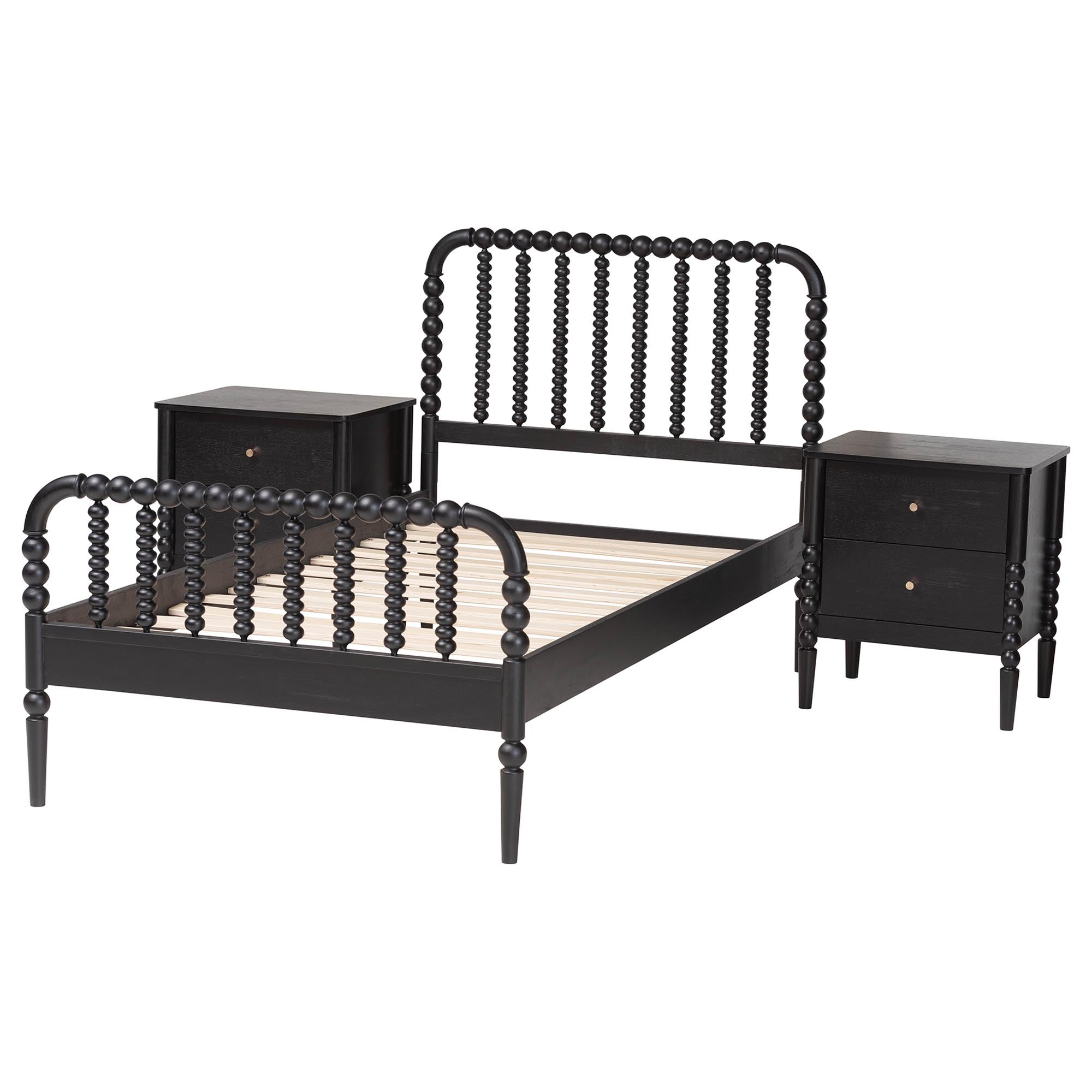 Lucera Mid-Century 3-Piece Bobbin Bedroom Set