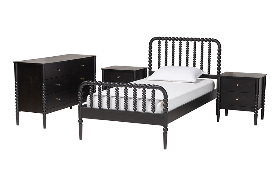Lucera Mid-Century 4-Piece Bobbin Bedroom Set