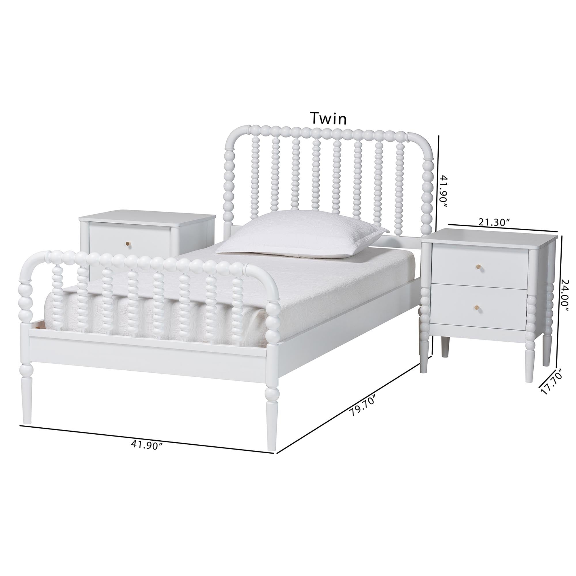 Lucera Mid-Century 3-Piece Bobbin Bedroom Set