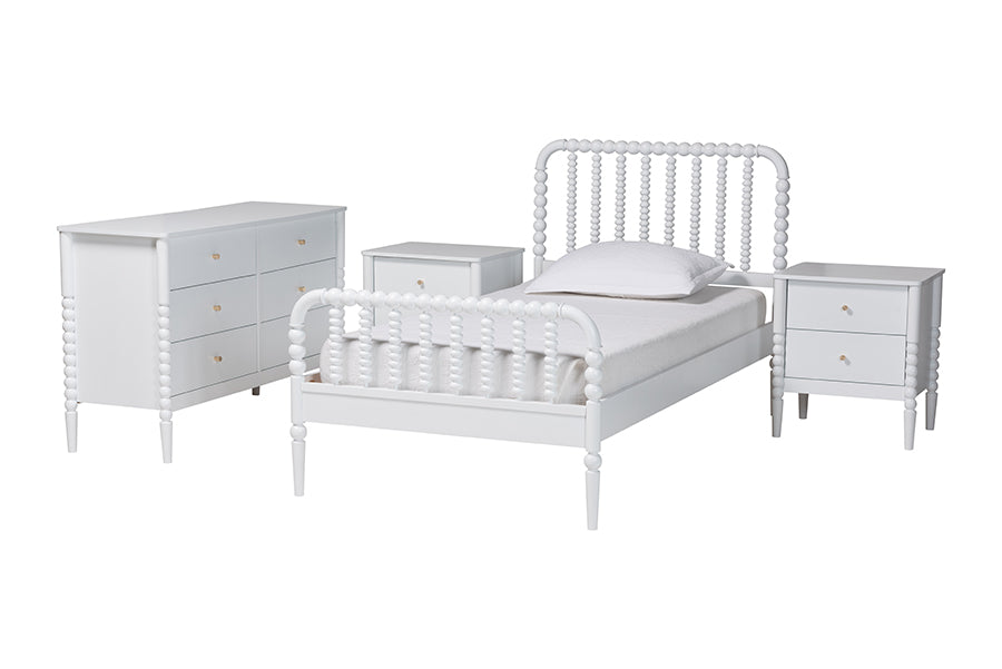Lucera Mid-Century 4-Piece Bobbin Bedroom Set