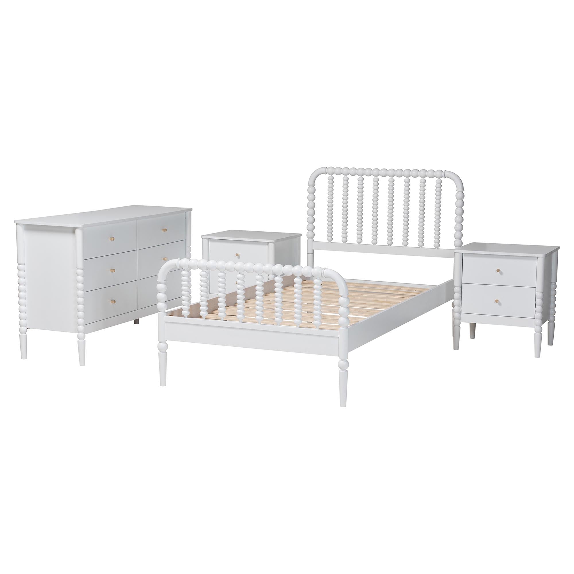 Lucera Mid-Century 4-Piece Bobbin Bedroom Set