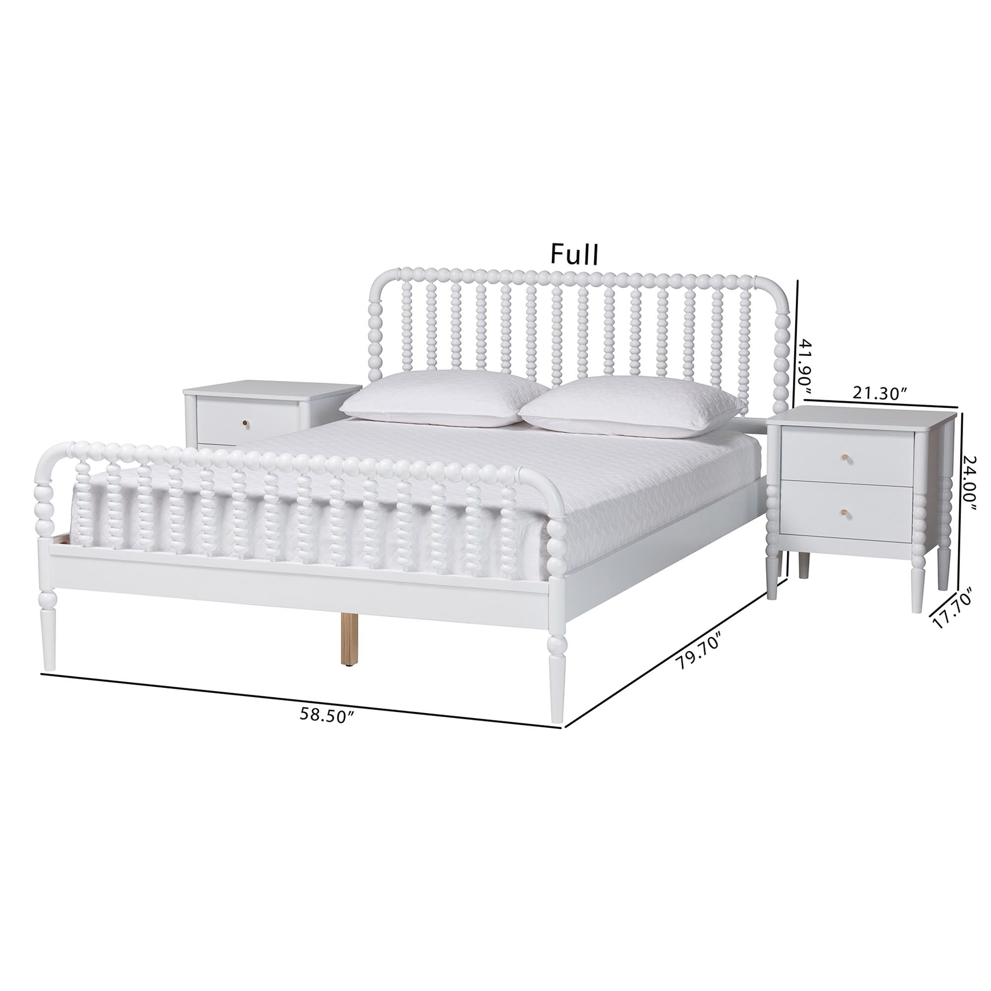 Lucera Mid-Century 3-Piece Bobbin Bedroom Set