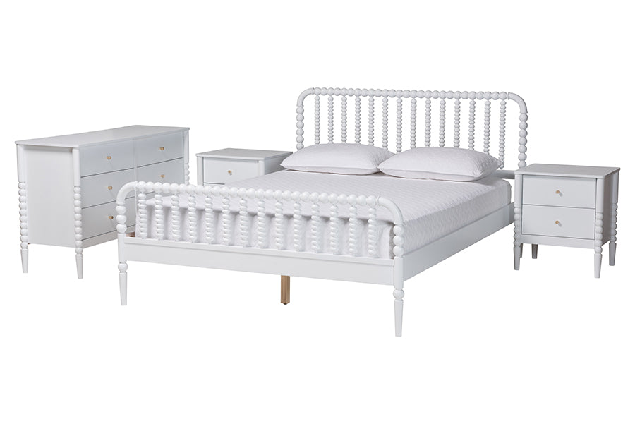 Lucera Mid-Century 4-Piece Bobbin Bedroom Set