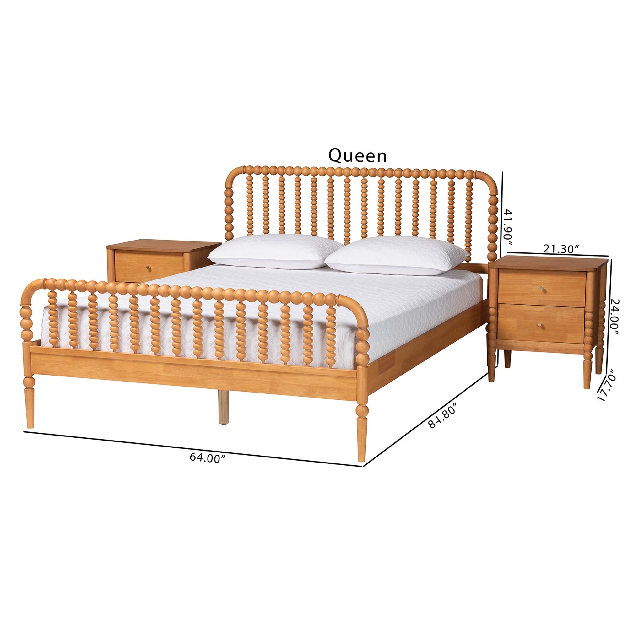 Lucera Mid-Century 3-Piece Bobbin Bedroom Set