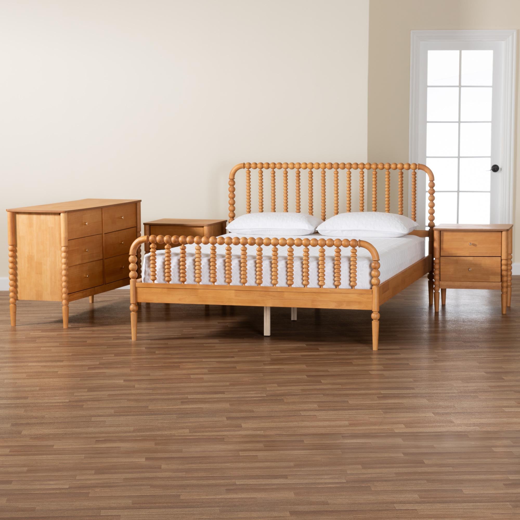 Lucera Mid-Century 4-Piece Bobbin Bedroom Set