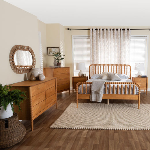 Lucera Mid-Century 5-Piece Bobbin Bedroom Set